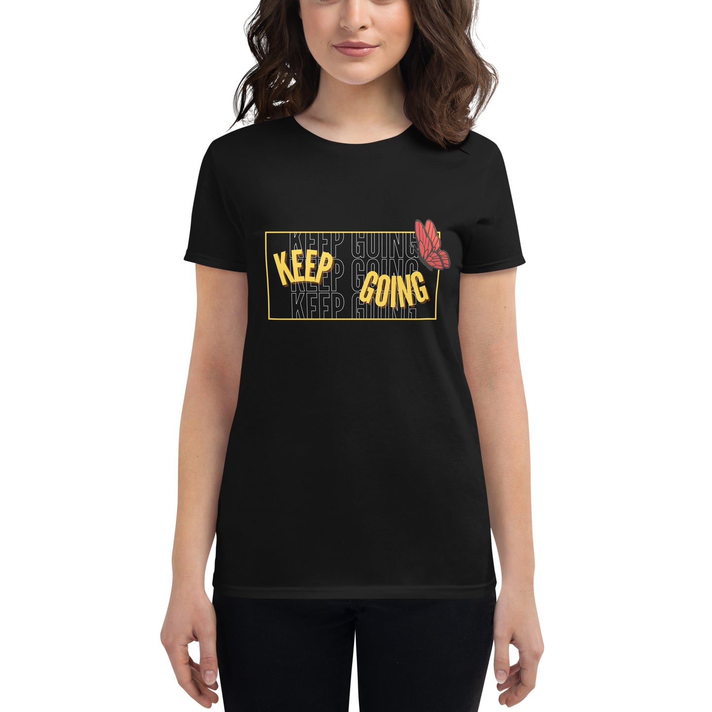 Keep Going V Women’s Motivational Black T-Shirt