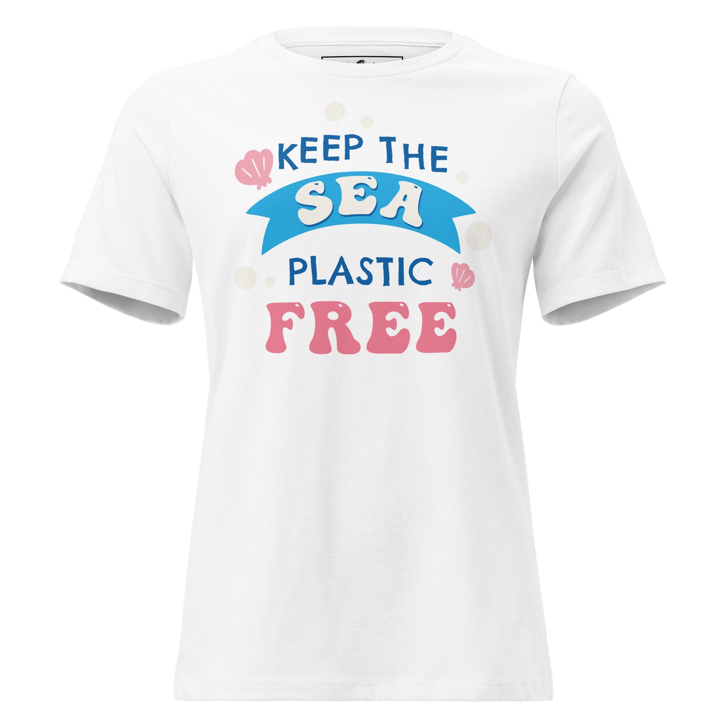 Keep The Sea Plastic Free Seashell White Motivational Women’s T-Shirt