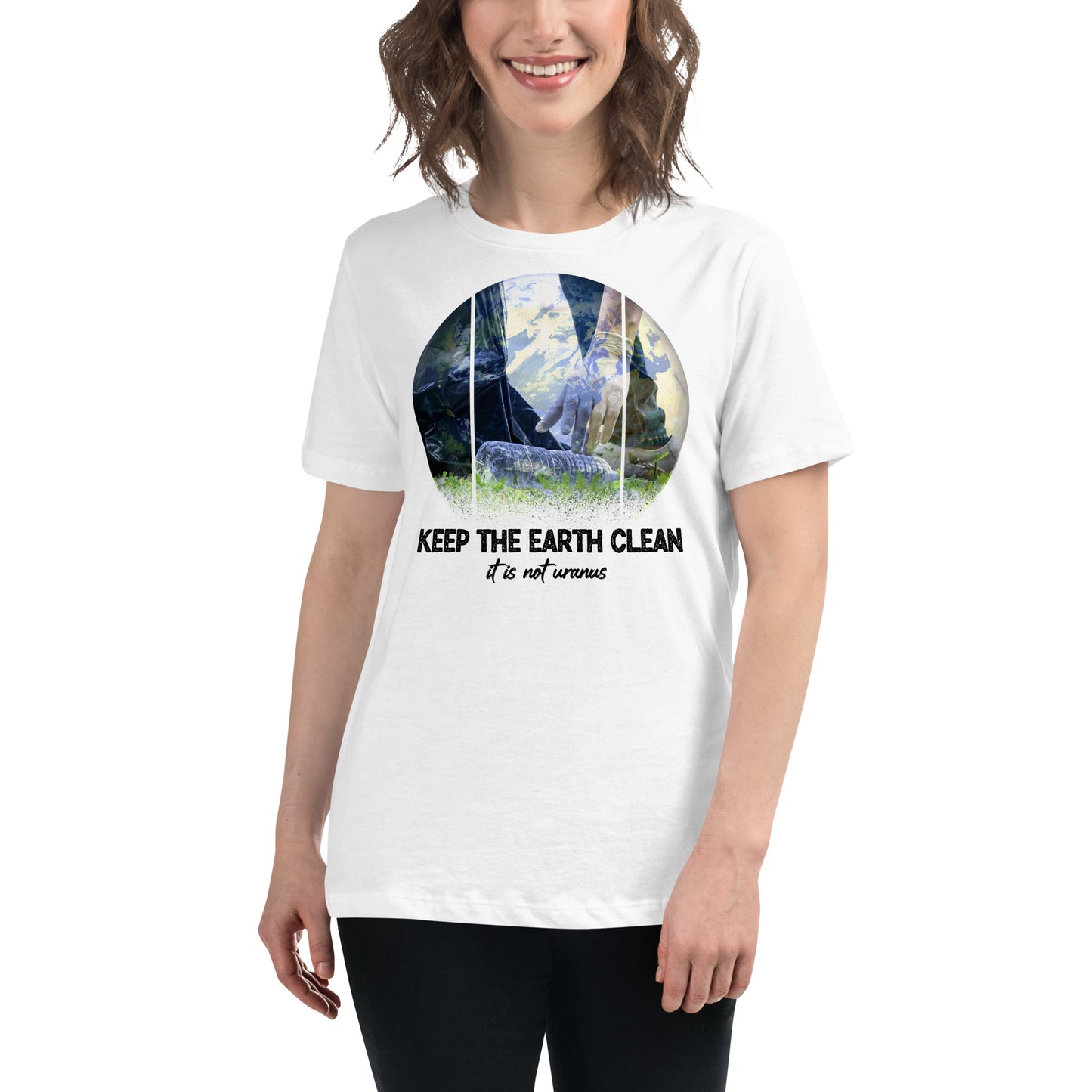Keep the Earth Clean Cleanup White Motivational Women’s T-Shirt Lifestyle