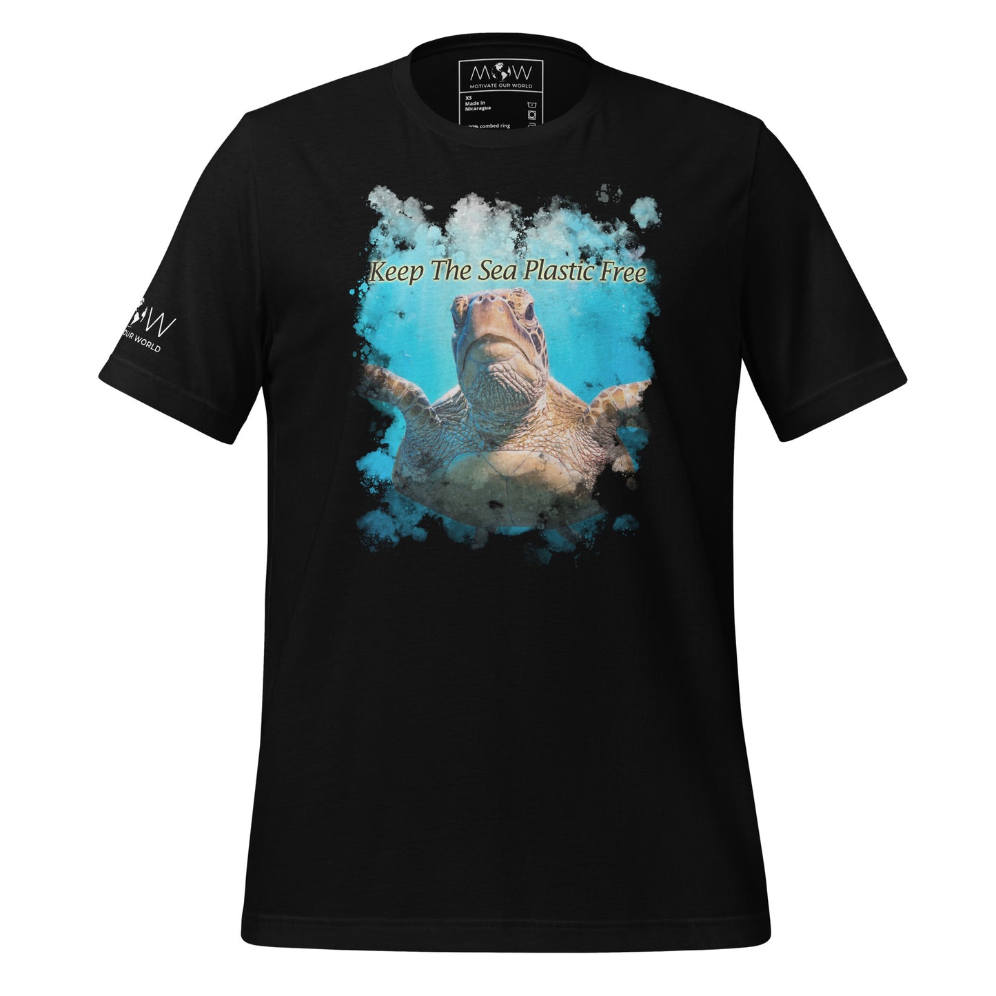 "Keep the Sea Plastic-Free" Men's Motivational Black T-Shirt