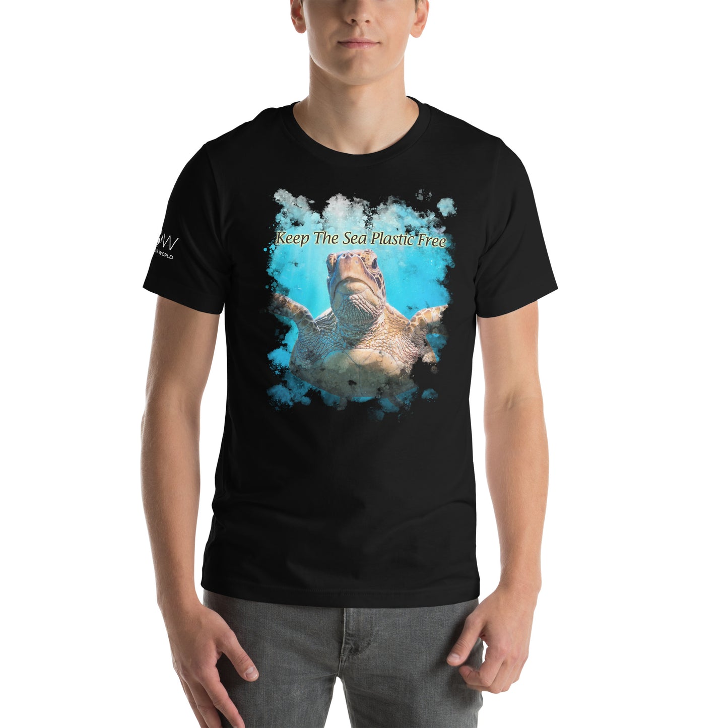 "Keep the Sea Plastic-Free" Men's Motivational Black T-Shirt