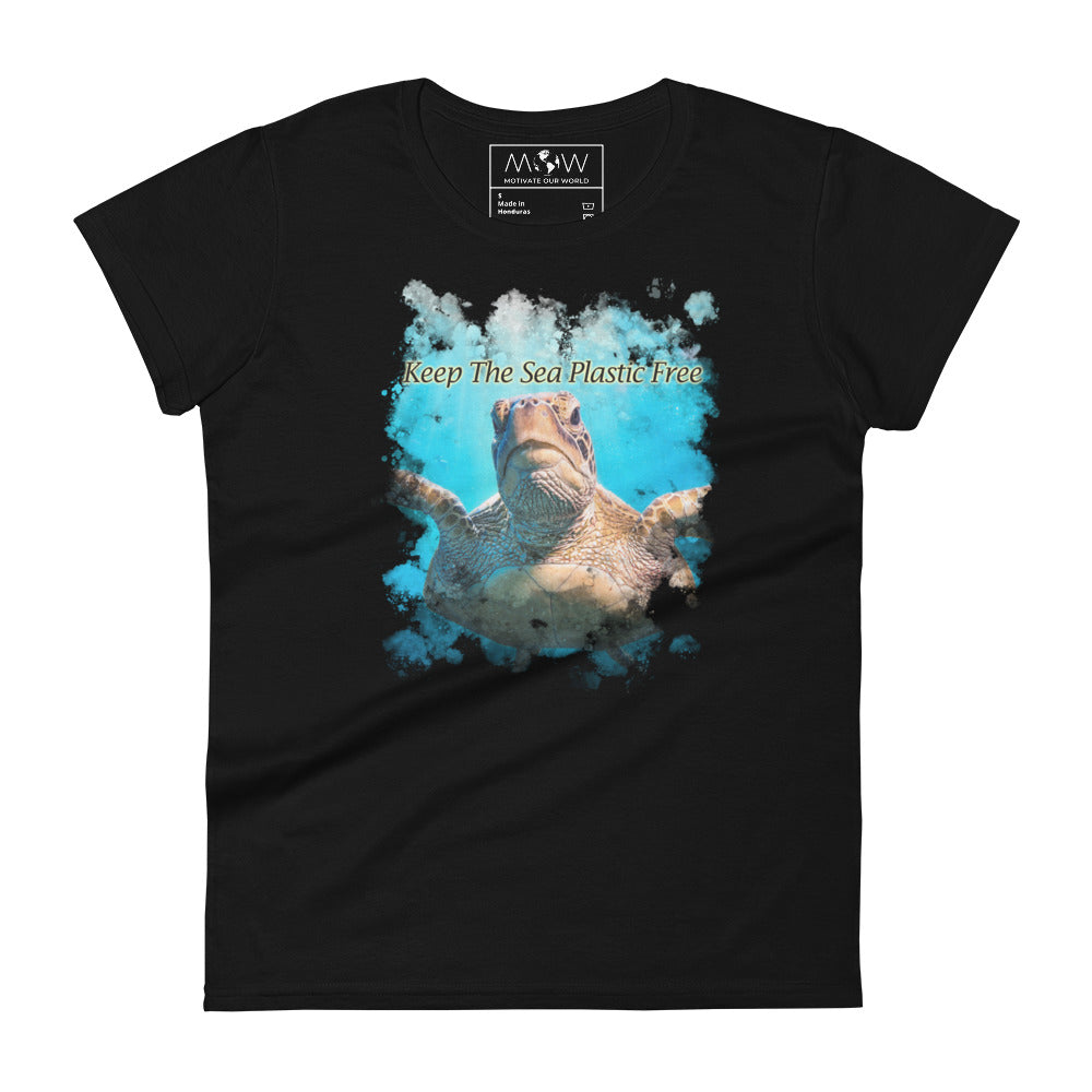 Keep the Sea Plastic-Free Women’s Motivational Black T-Shirt