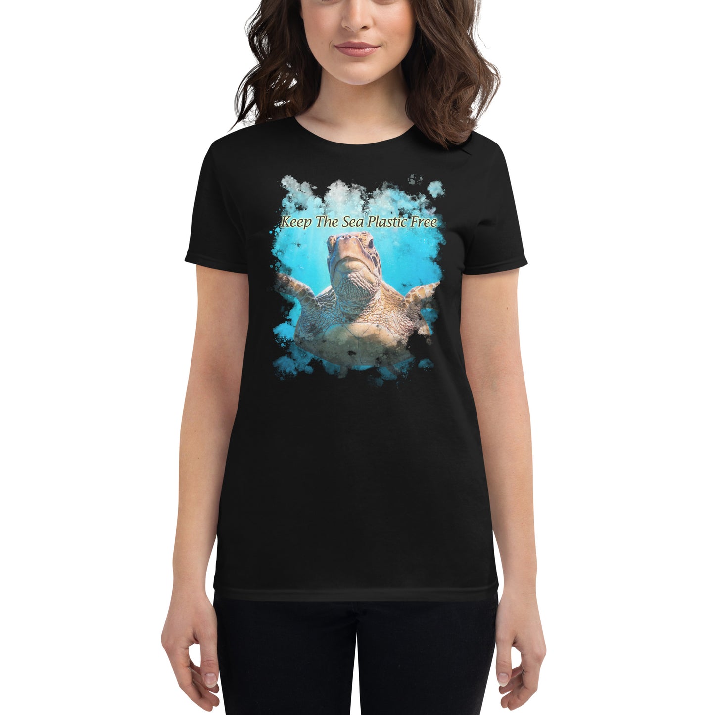 Keep the Sea Plastic-Free Women’s Motivational Black T-Shirt