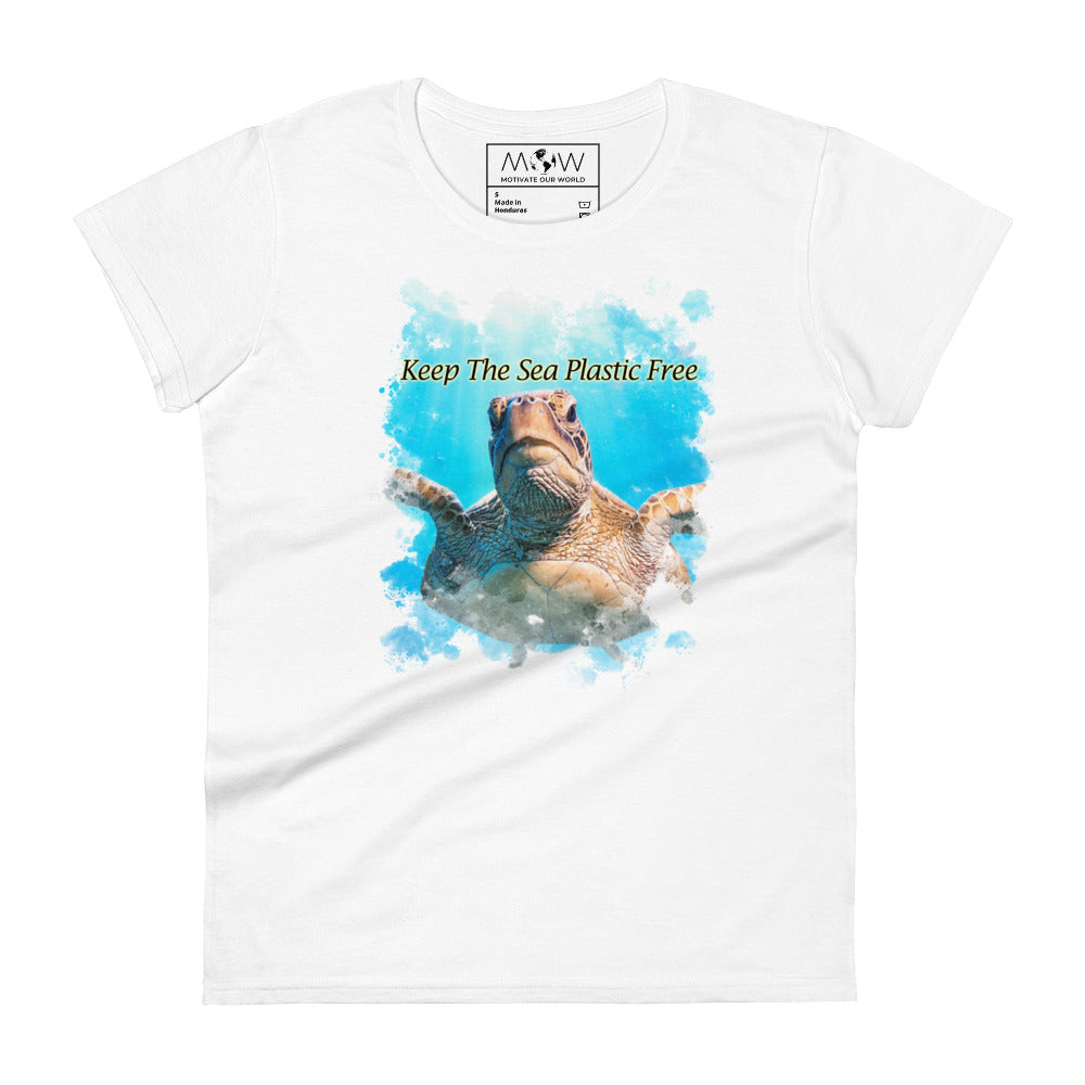 Keep the Sea Plastic-Free Women’s Motivational White T-Shirt