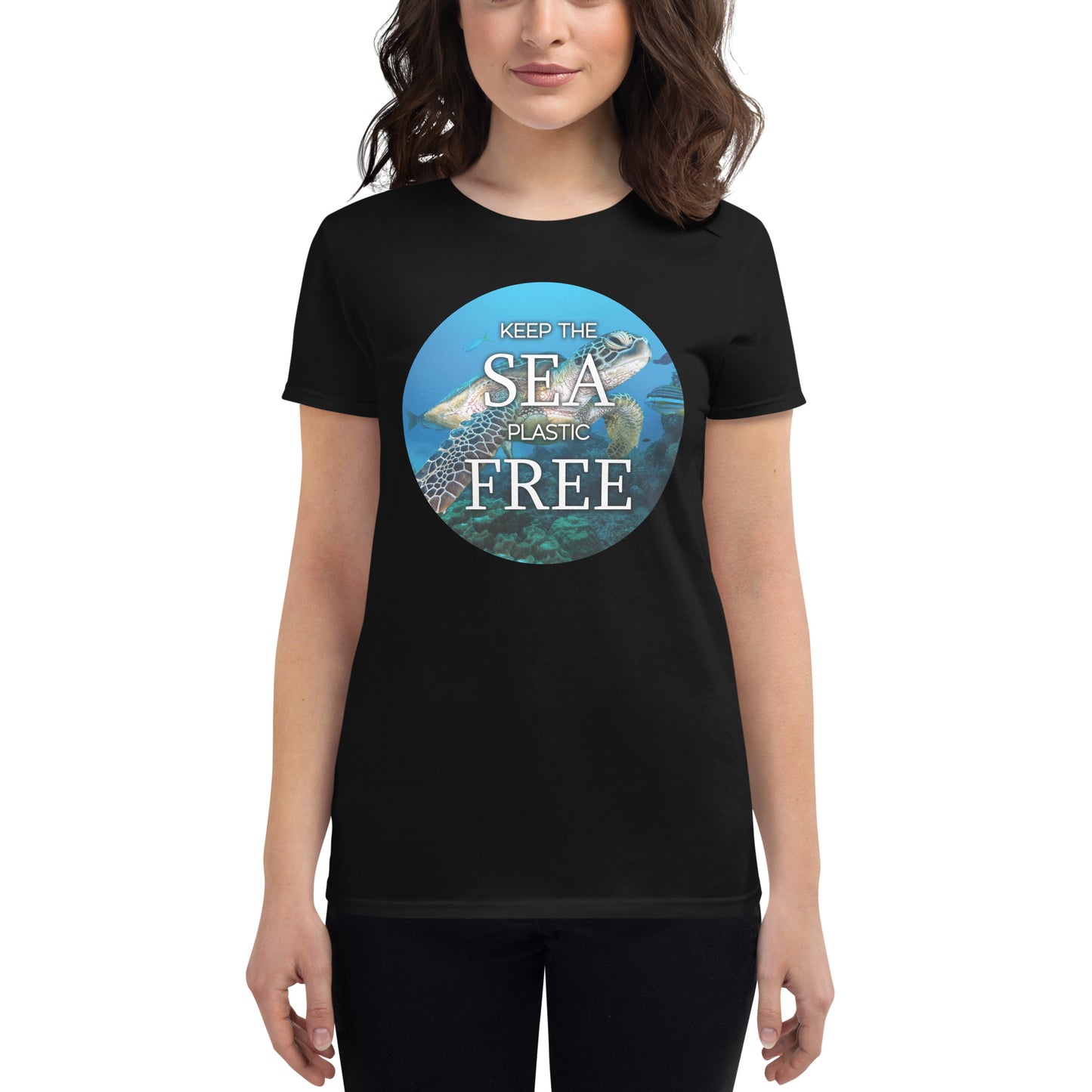 Keep the Sea Plastic-Free Women’s Motivational Black T-Shirt