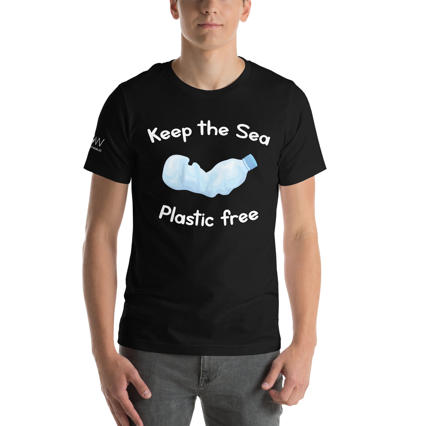 "Keep the Sea Plastic-Free" Men's Motivational White T-Shirt