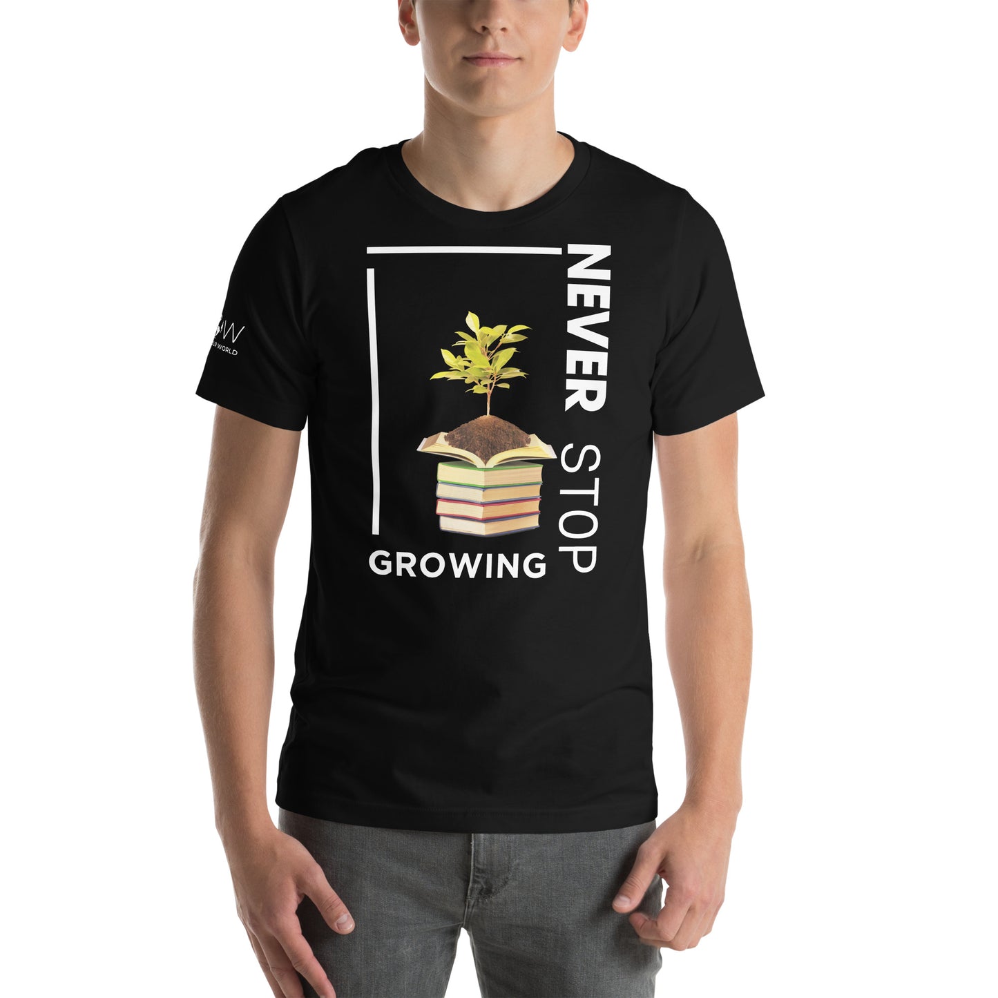 Knowledge Grows Men's Motivational Black T-Shirt