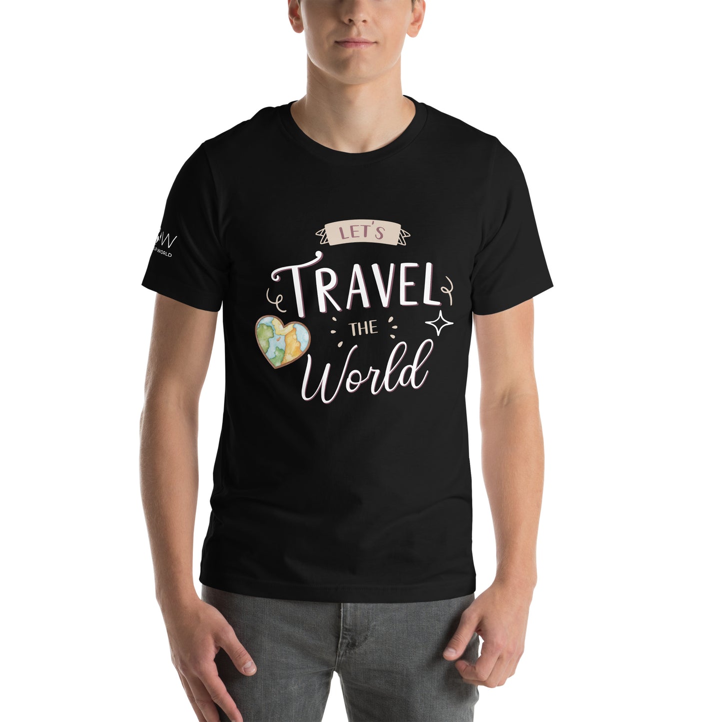 "Let's Travel the World" Men's Motivational BlackT-Shirt