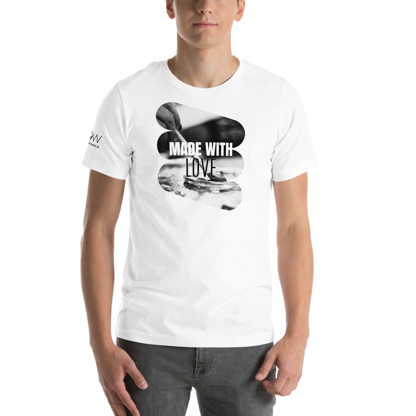 Made With Love - Monochrome Edition White Motivational Men's T-Shirt