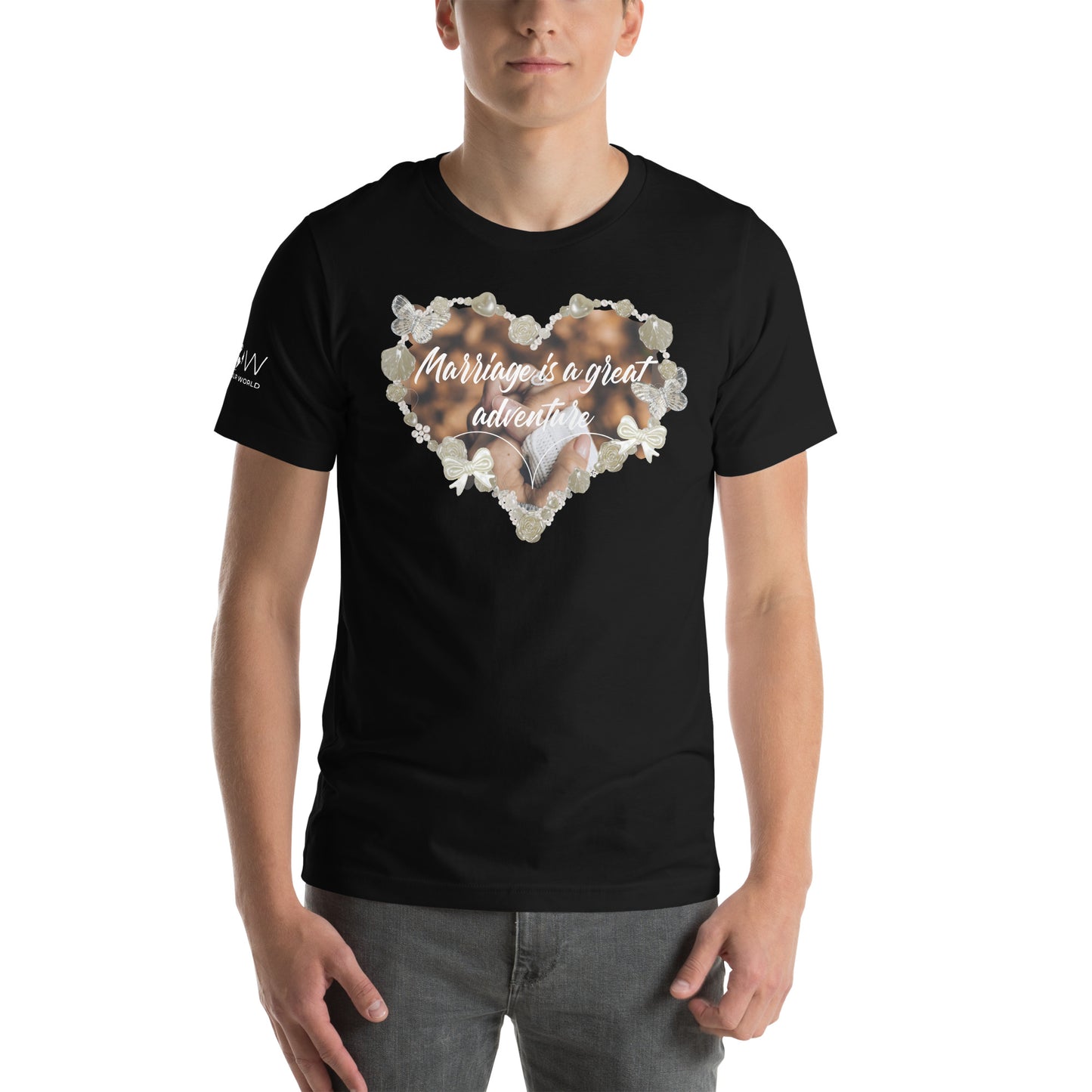Marriage Is a Great Adventure – Keepsake Heart Edition Black Motivational Men's T-Shirt