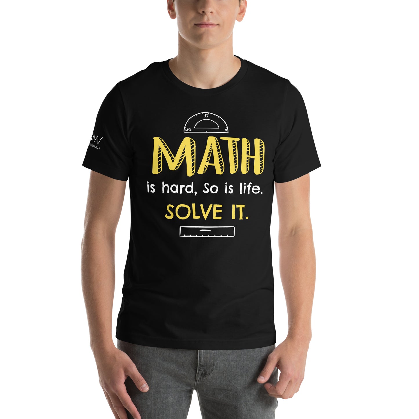 Math is Hard, So is Life—Solve It Men's Motivational Black T-Shirt
