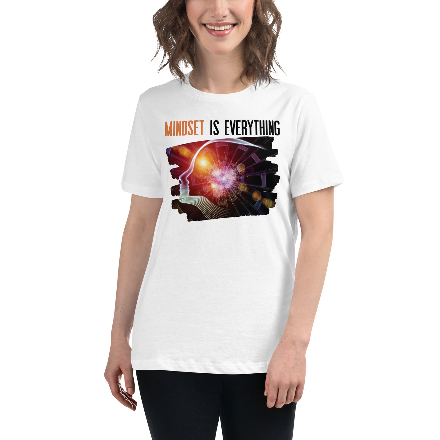 Mindset is Everything V White Motivational Women’s T-Shirt Lifestyle