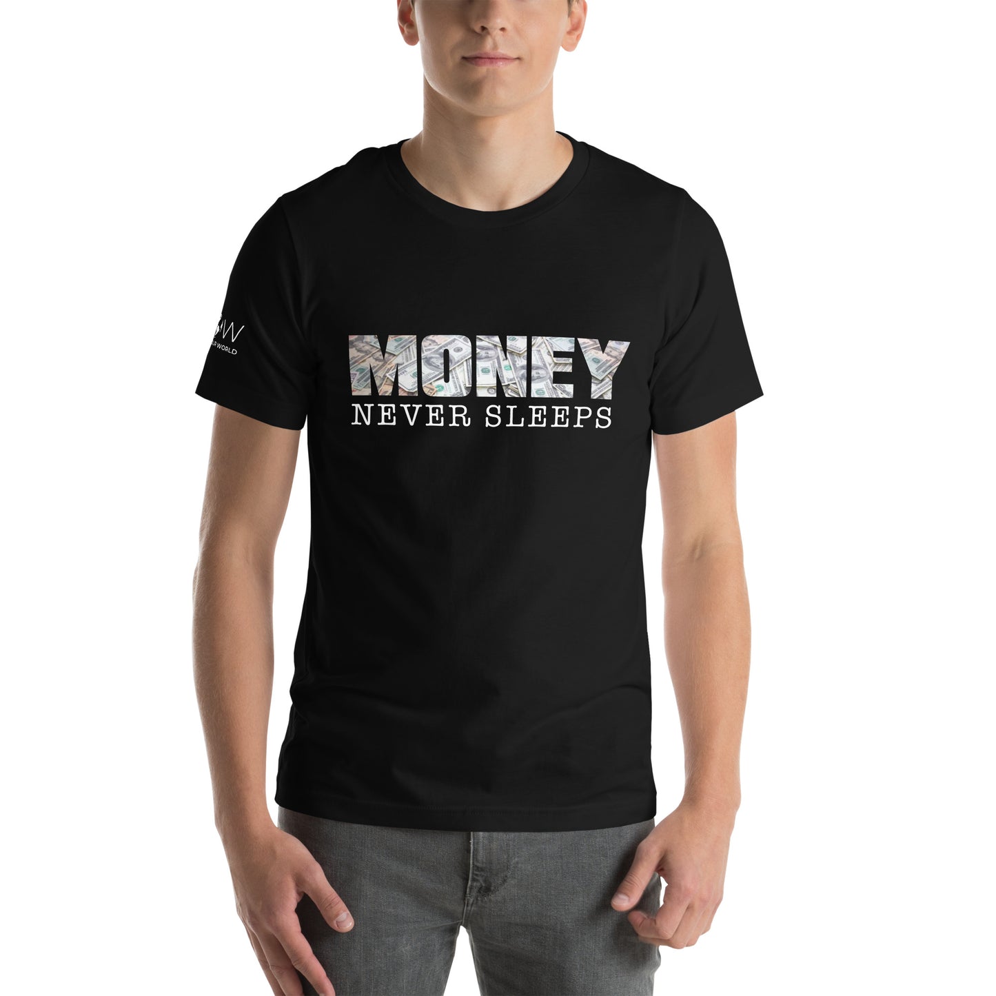 Money Never Sleeps Men's Motivational Black T-Shirt