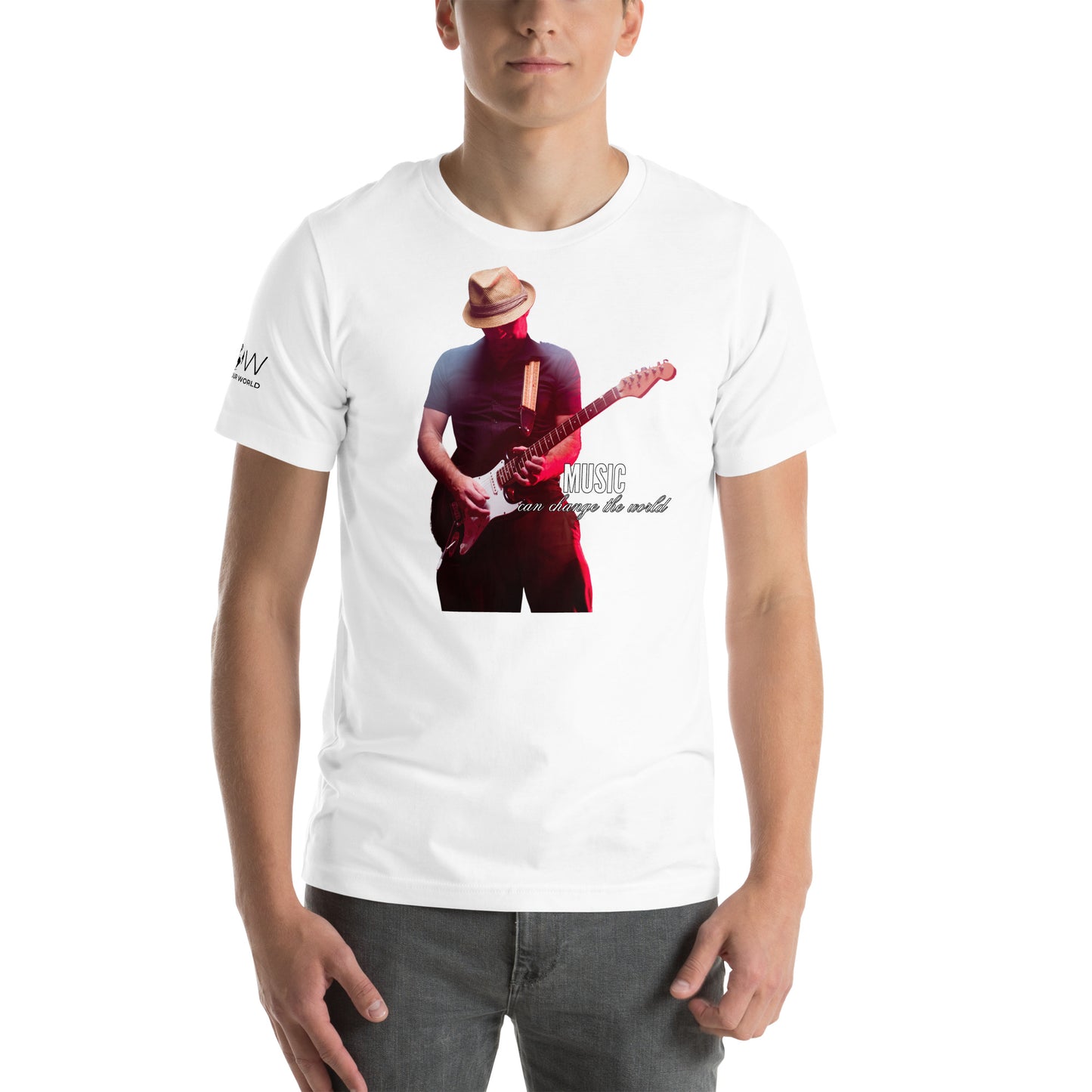 Music Can Change the World - Guitarist Edition White Motivational Men's T-Shirt