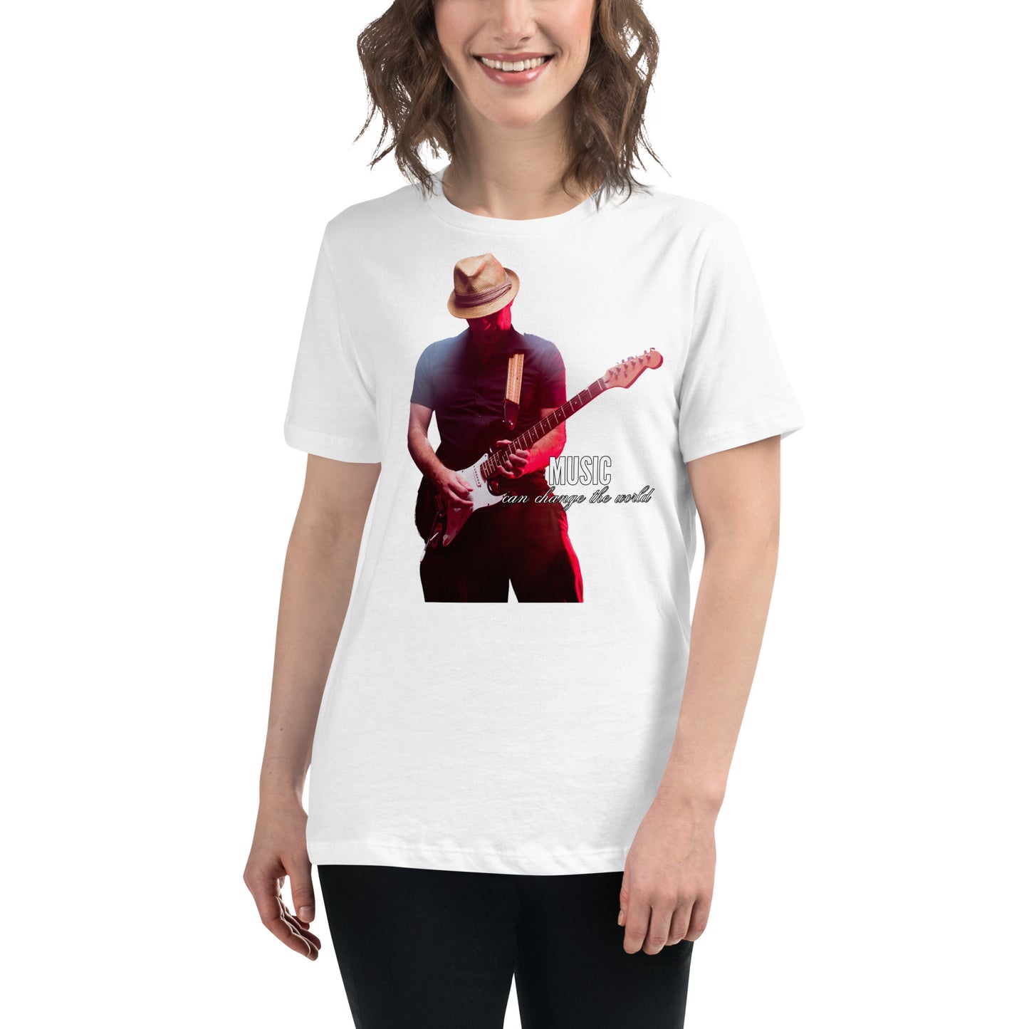 Music Can Change the World - Guitarist Edition White Motivational Women’s T-Shirt Lifestyle