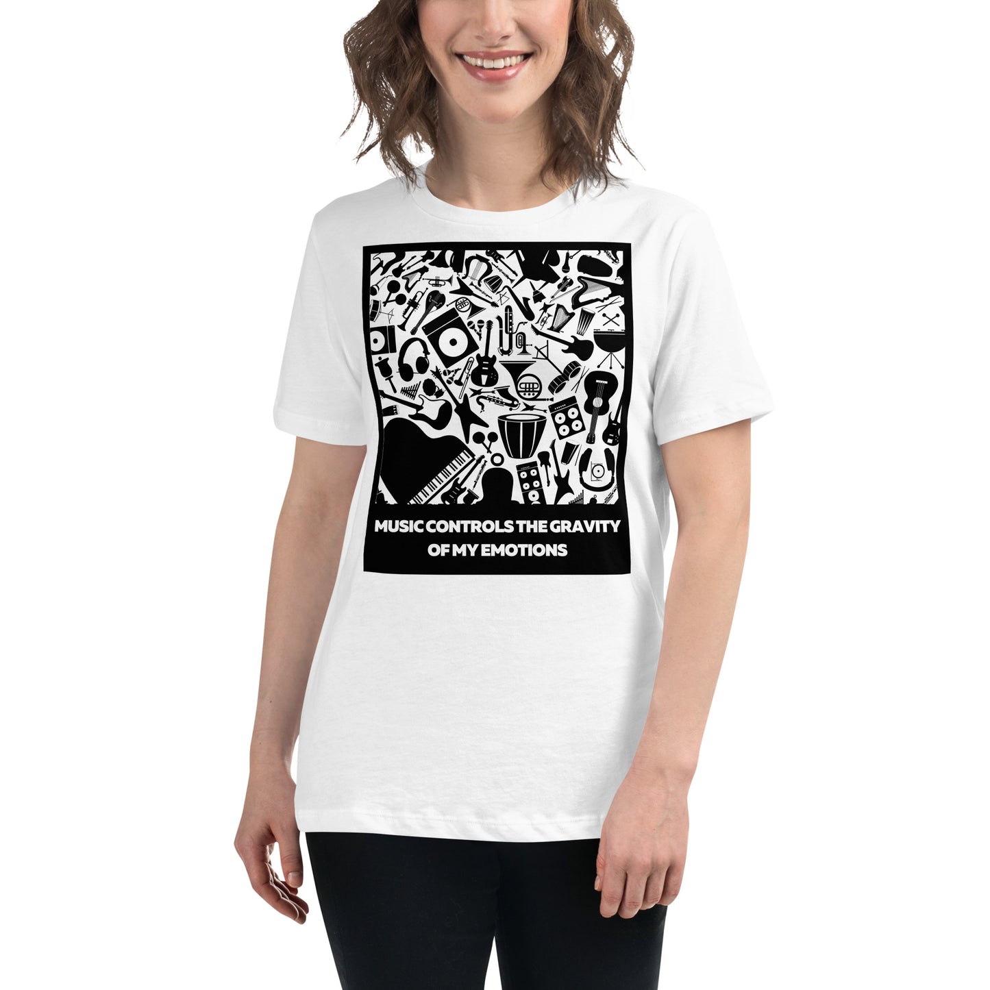 Music Controls the Gravity of My Emotions - Retro Edition White Motivational Women’s T-Shirt Lifestyle