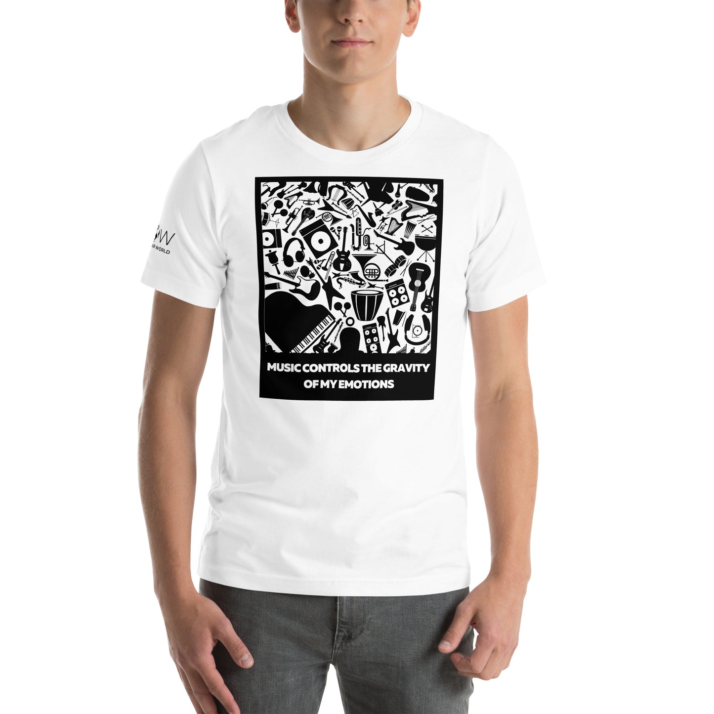 Music Controls the Gravity of My Emotions White Motivational Men's T-Shirt