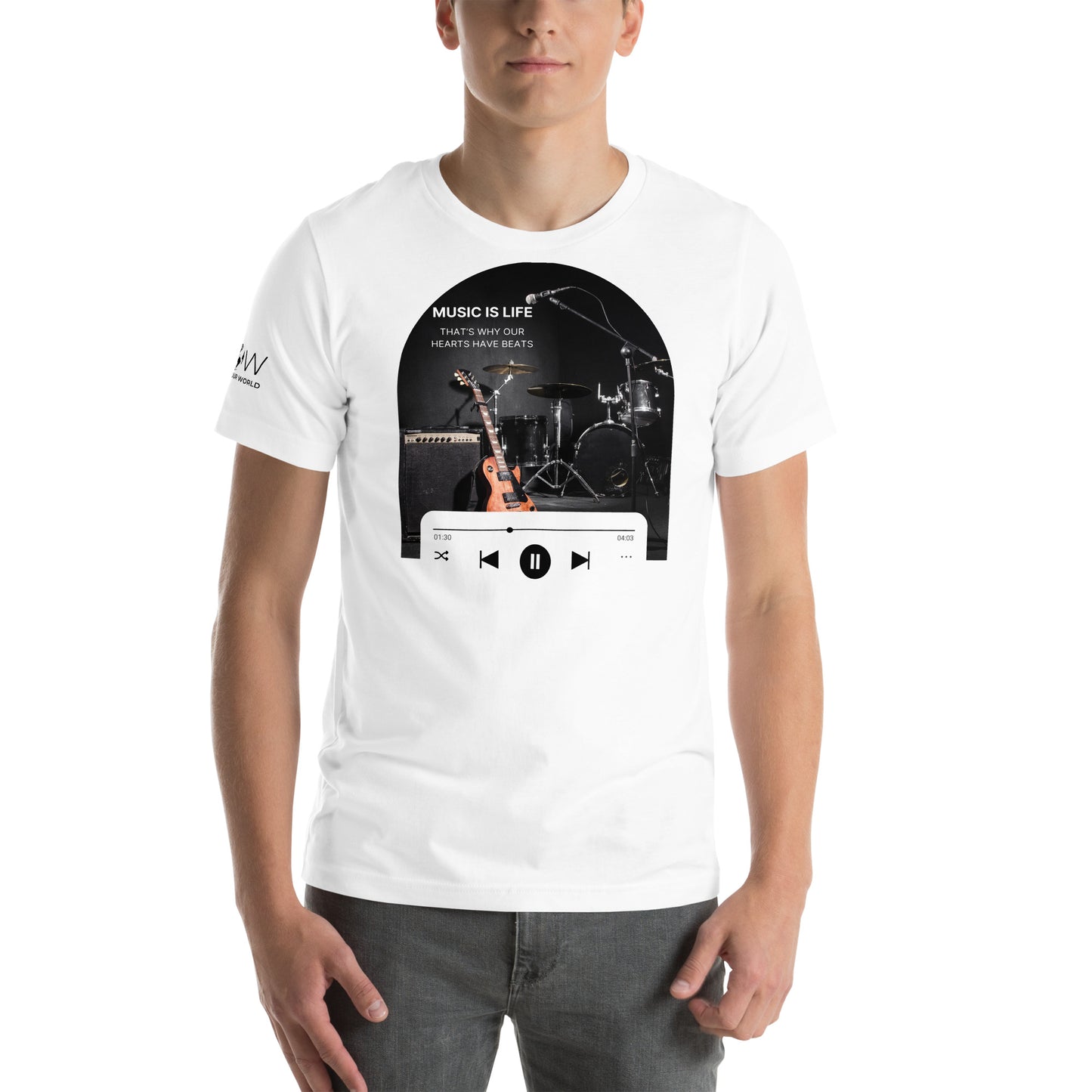 Music Is Life That’s Why Our Hearts Have Beats White Motivational Men's T-Shirt