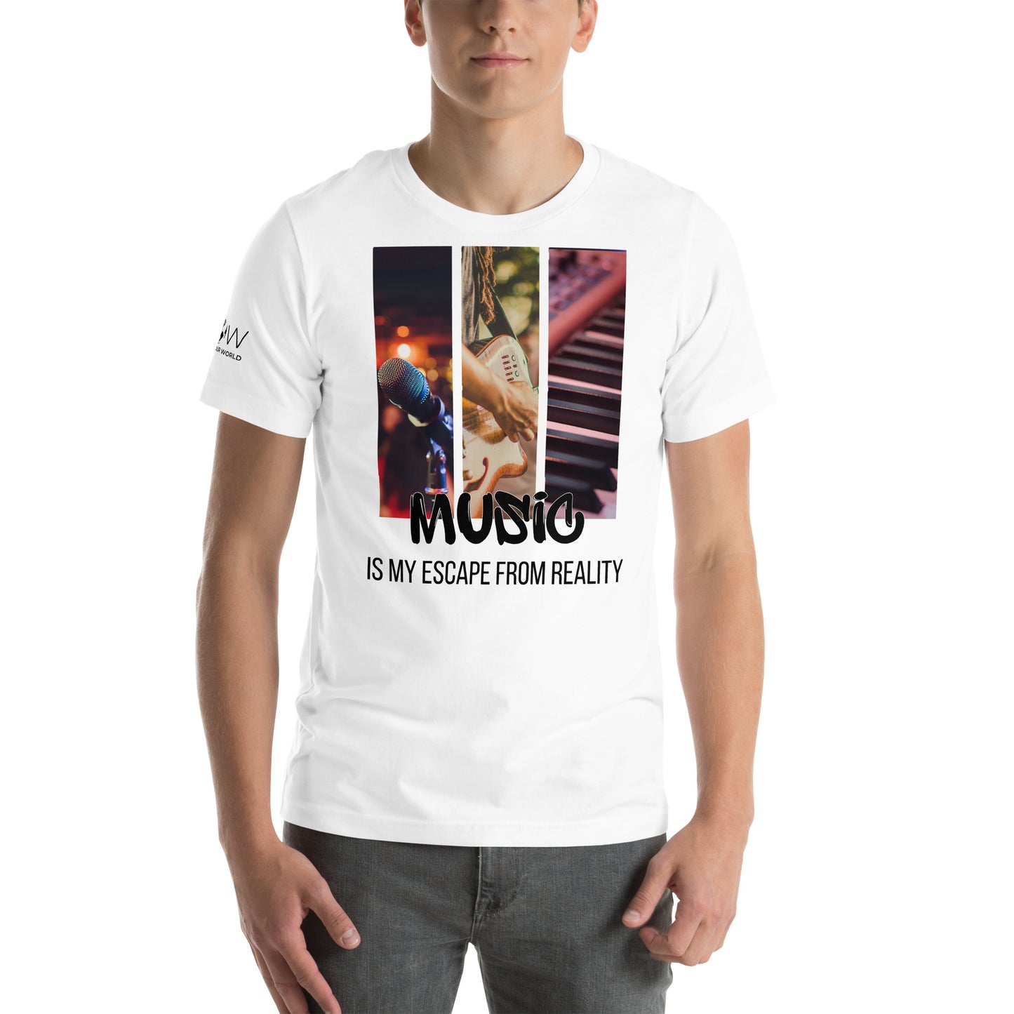 Music Is My Escape From Reality - Live Vibes Edition White Motivational Men's T-Shirt