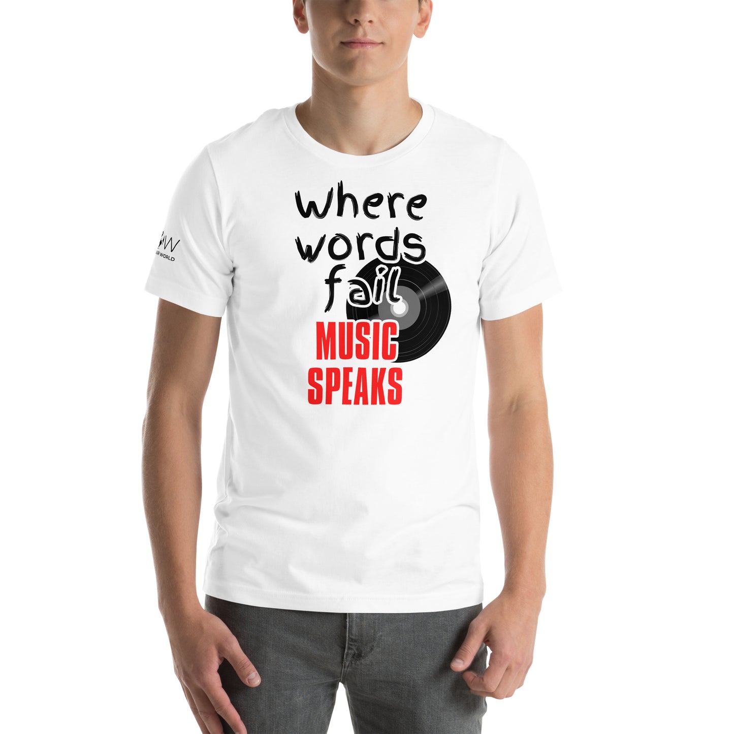 Music Speaks White Motivational Men's T-Shirt