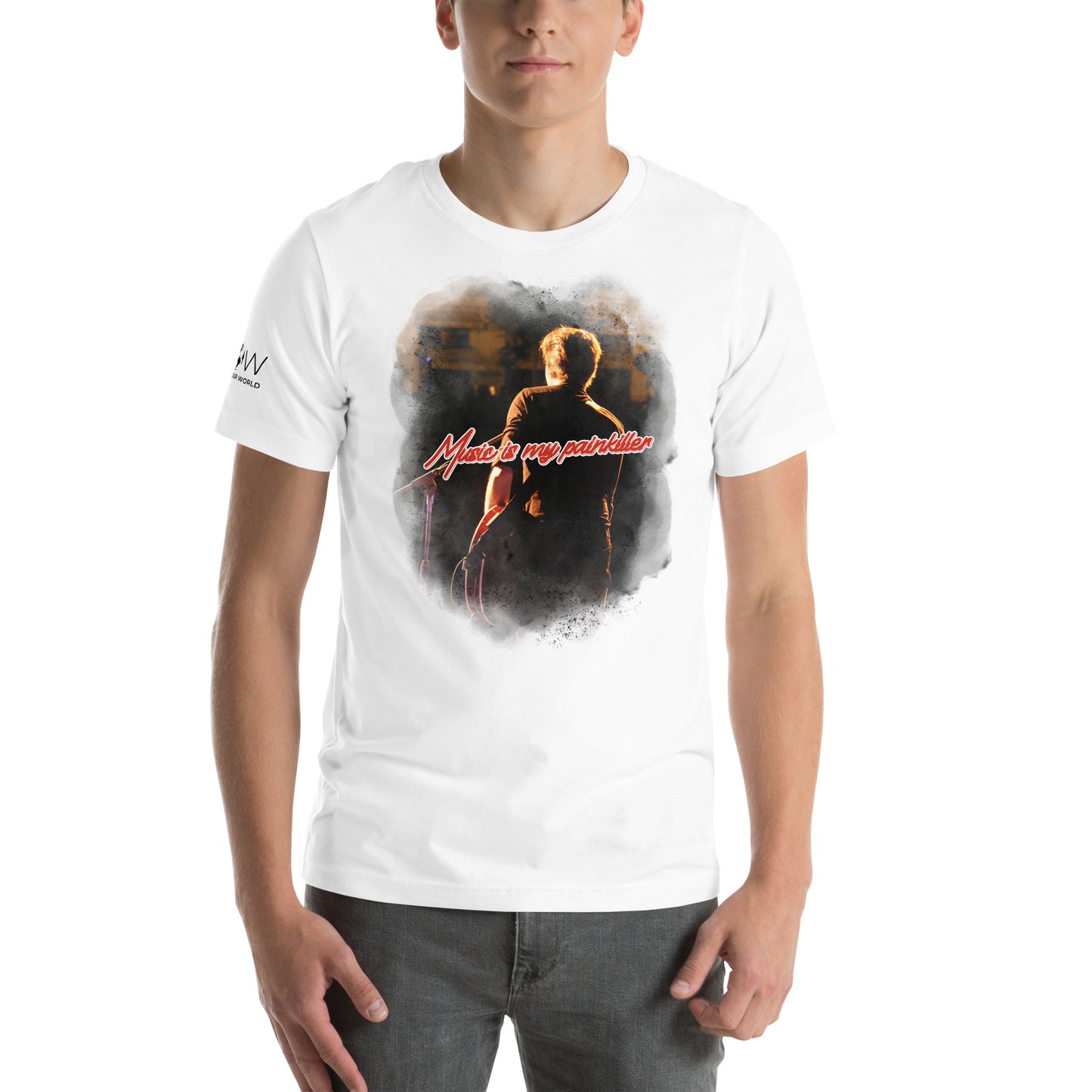 Music is My Painkiller - Live Performance White Motivational Men's T-Shirt
