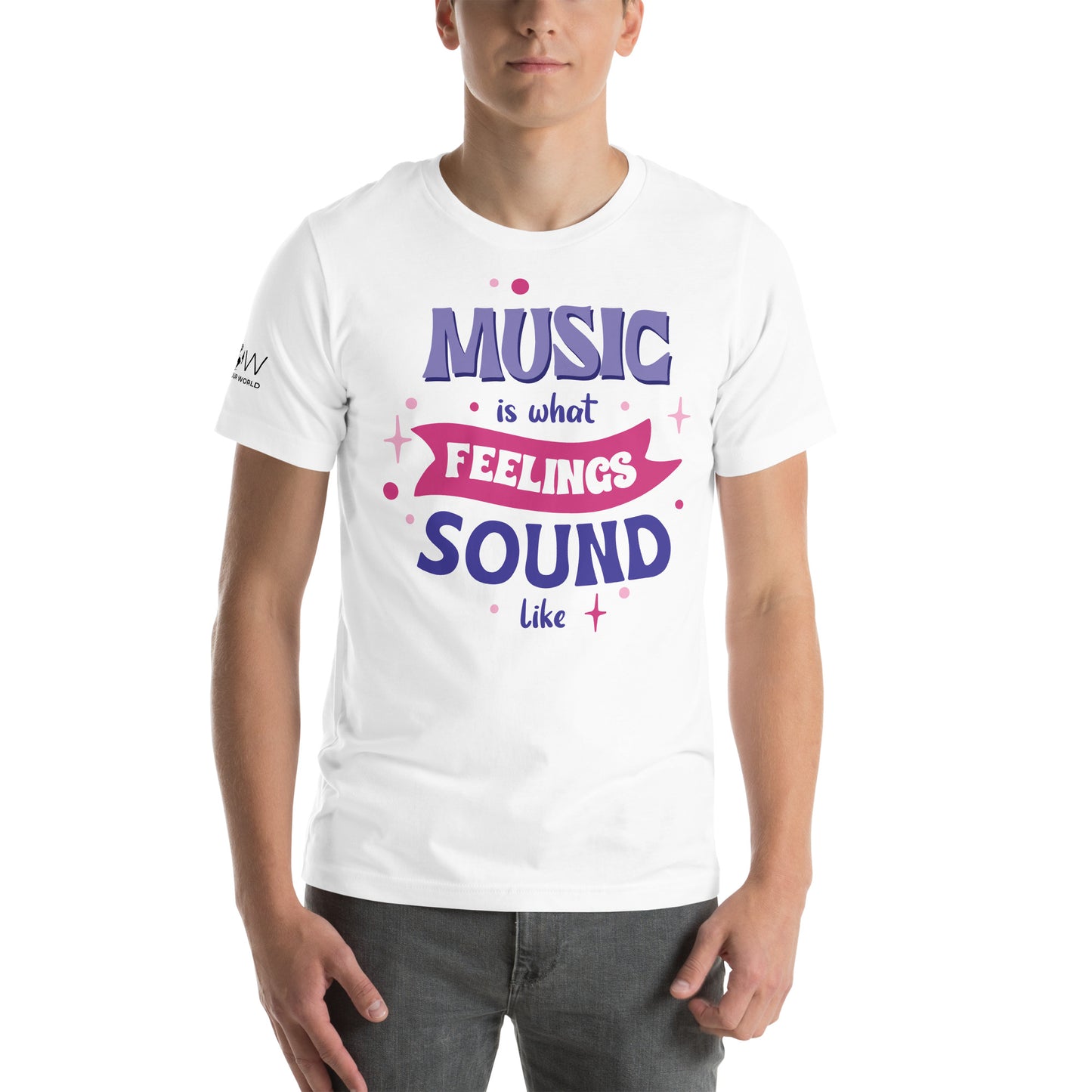 Music is What Feelings Sound Like White Motivational Men's T-Shirt