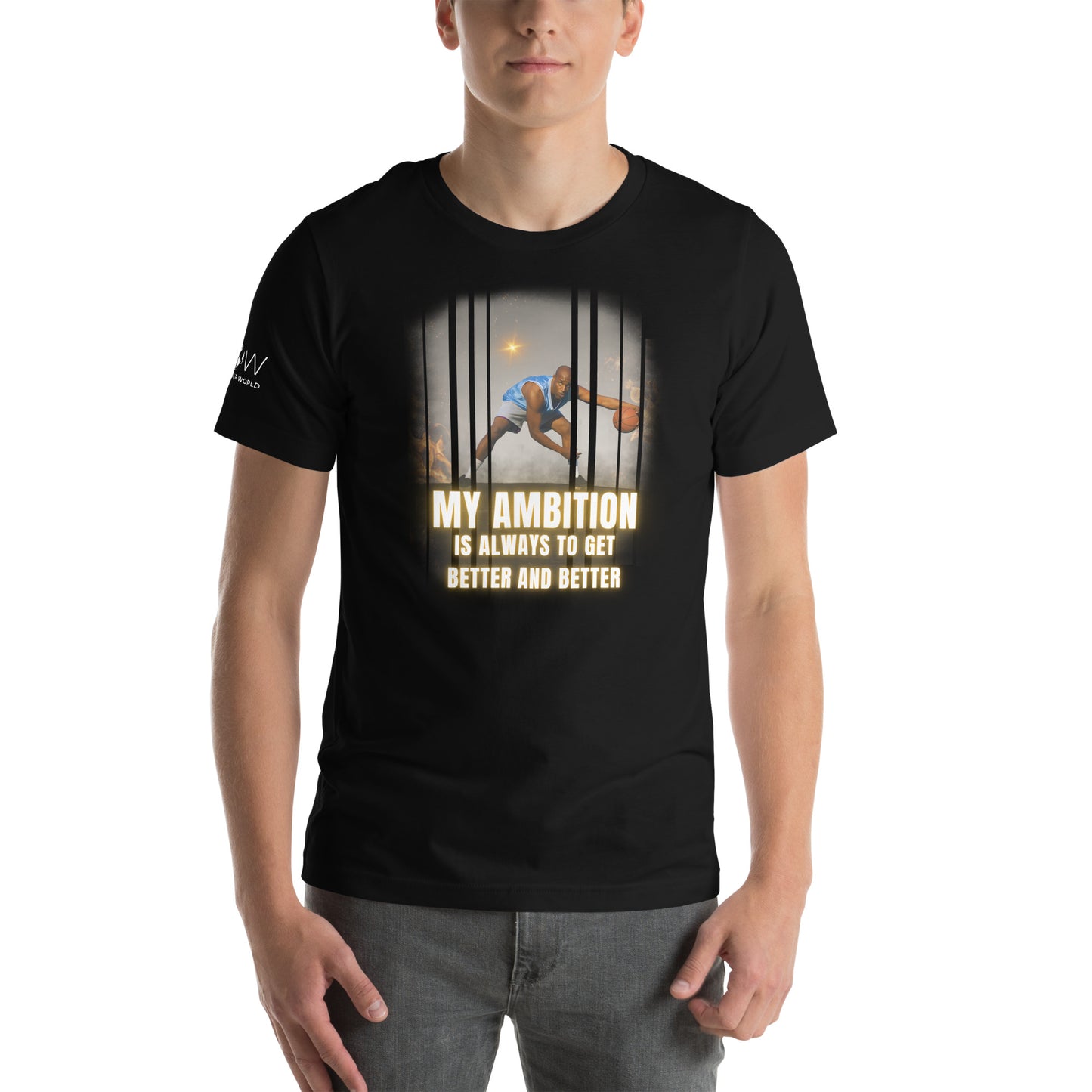 "My Ambition Is Always to Get Better and Better" Basketball Men's Motivational Black T-Shirt