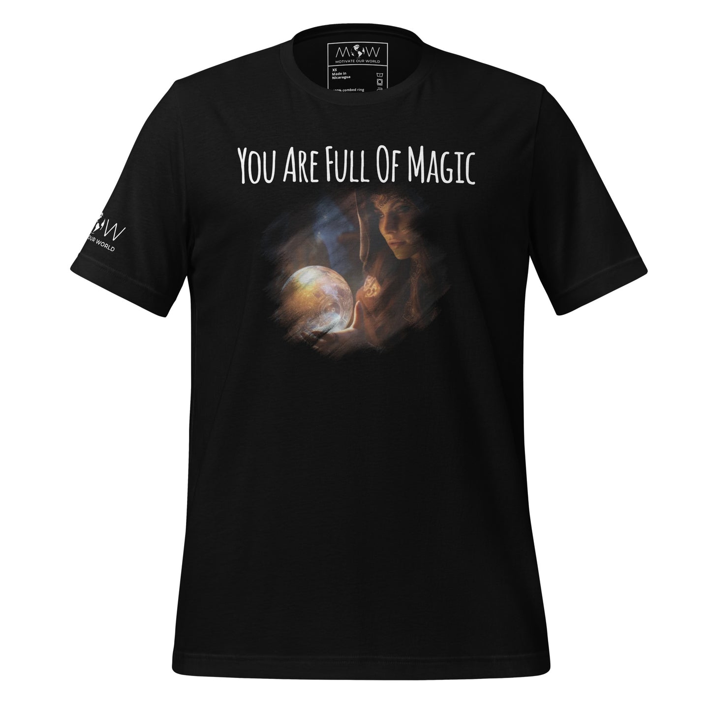 Mystic Glow Crystal Ball Men's Motivational Black T-Shirt