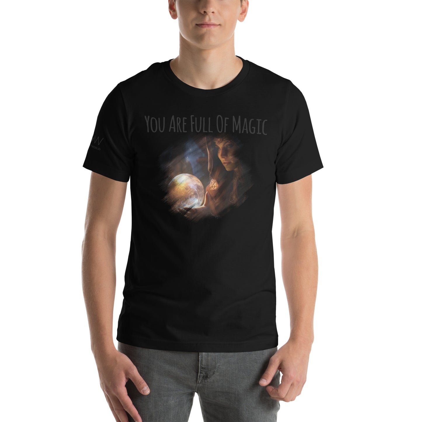 Mystic Glow Crystal Ball Men's Motivational Black T-Shirt
