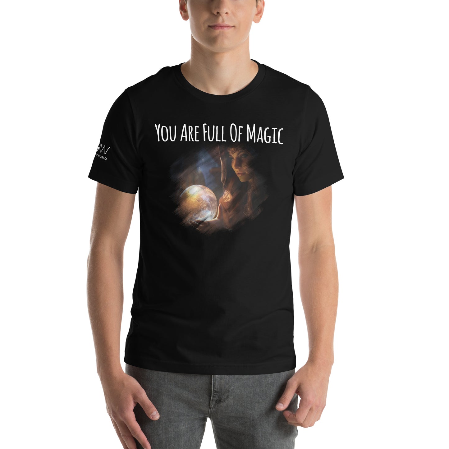 Mystic Glow Crystal Ball Men's Motivational Black T-Shirt