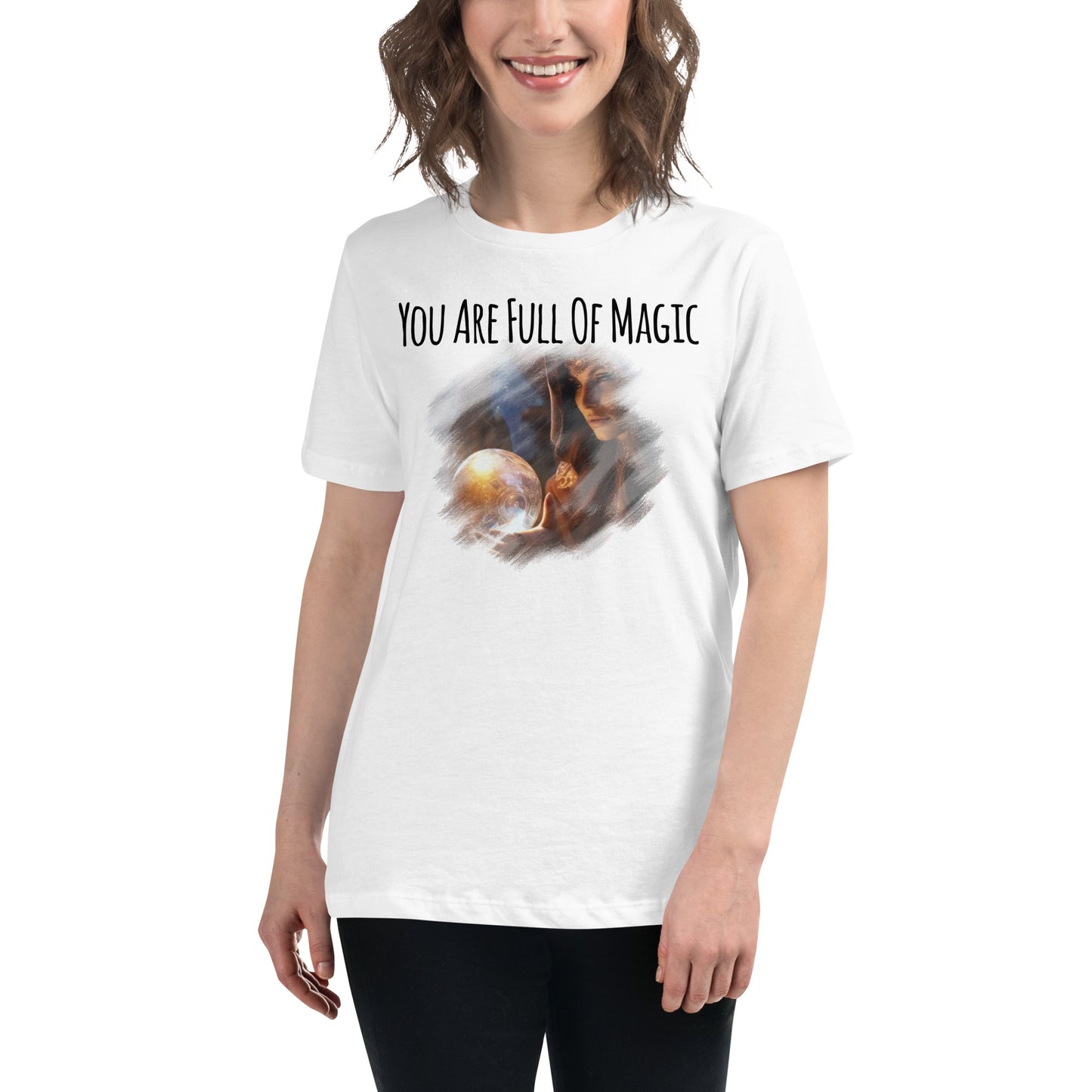 Mystic Glow Crystal Ball White Motivational Women’s T-Shirt Lifestyle