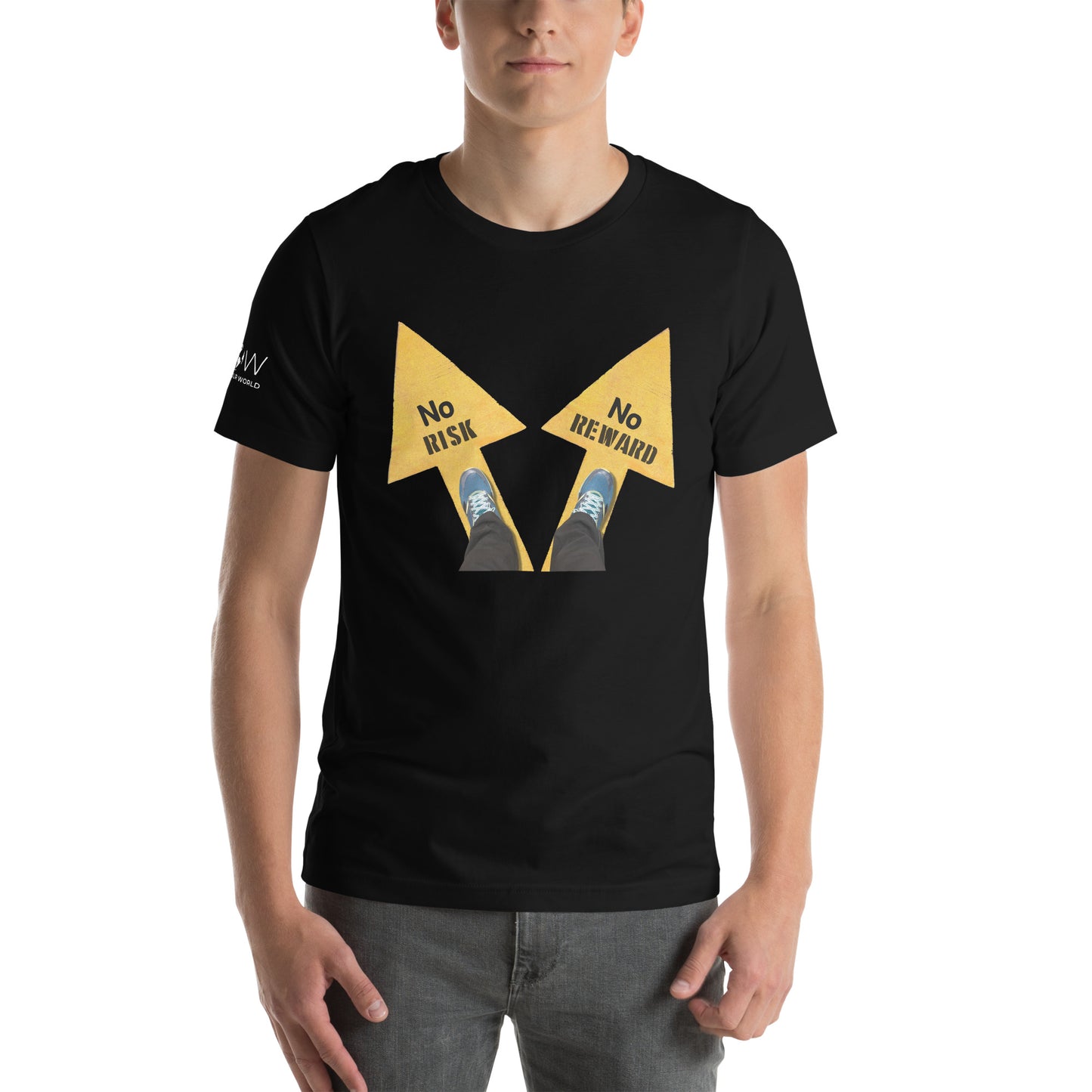 NO RISK NO REWARD Men's Motivational Black T-Shirt
