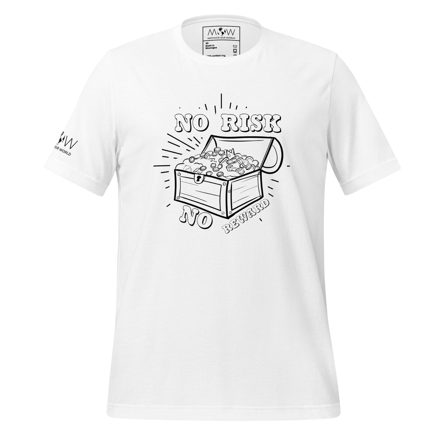 NO RISK NO REWARD Men's Motivational White T-Shirt