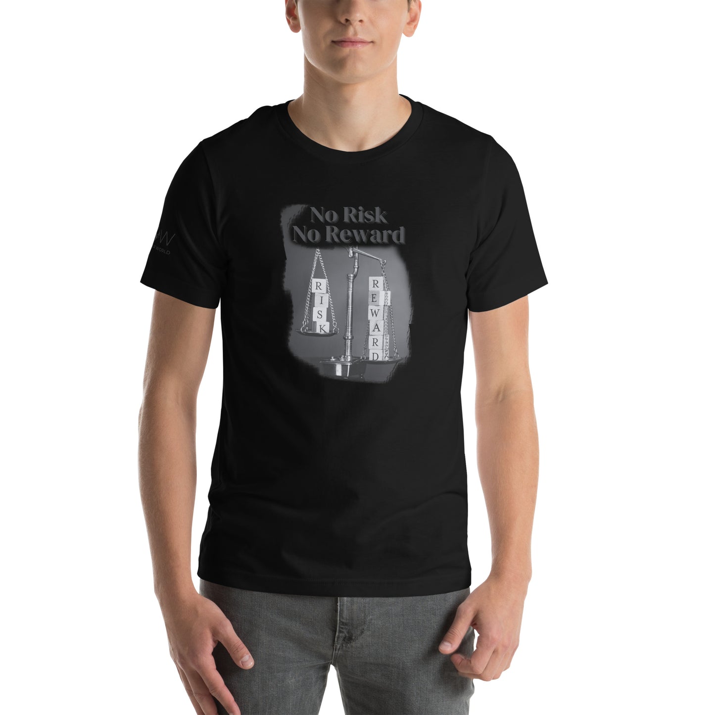 NO RISK NO REWARD Men's Motivational Black T-Shirt