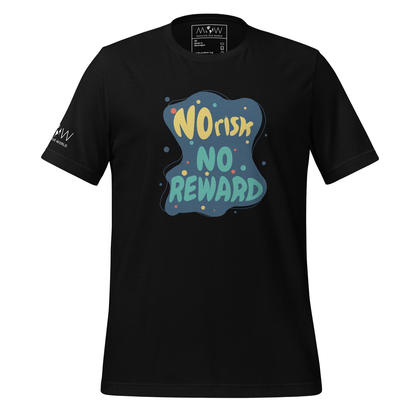 NO RISK NO REWARD Men's Motivational Black T-Shirt