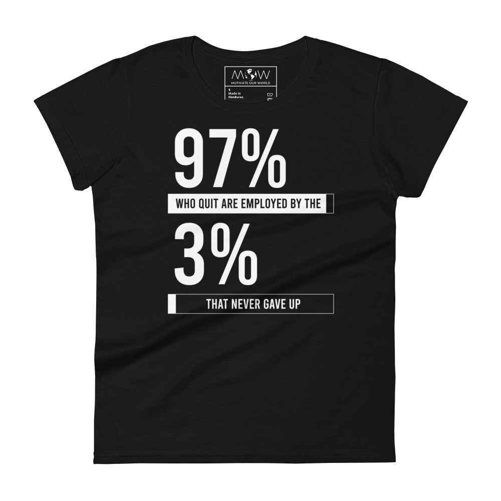 Never Gave Up Women's Motivational Black T-Shirt
