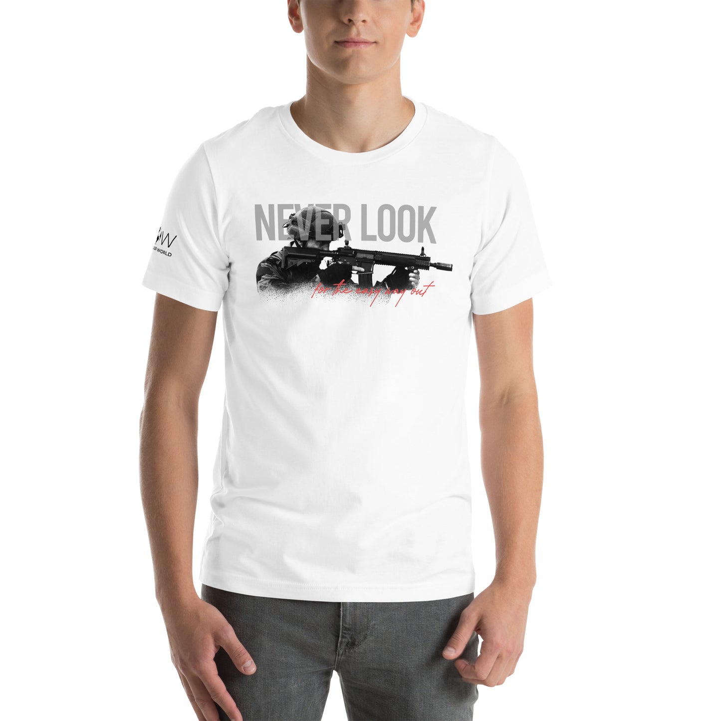 Never Look for Men's Motivational White T-Shirt
