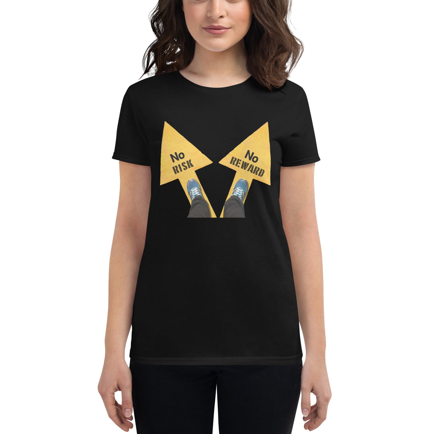 No Risk, No Reward Arrows Women’s Motivational Black T-Shirt