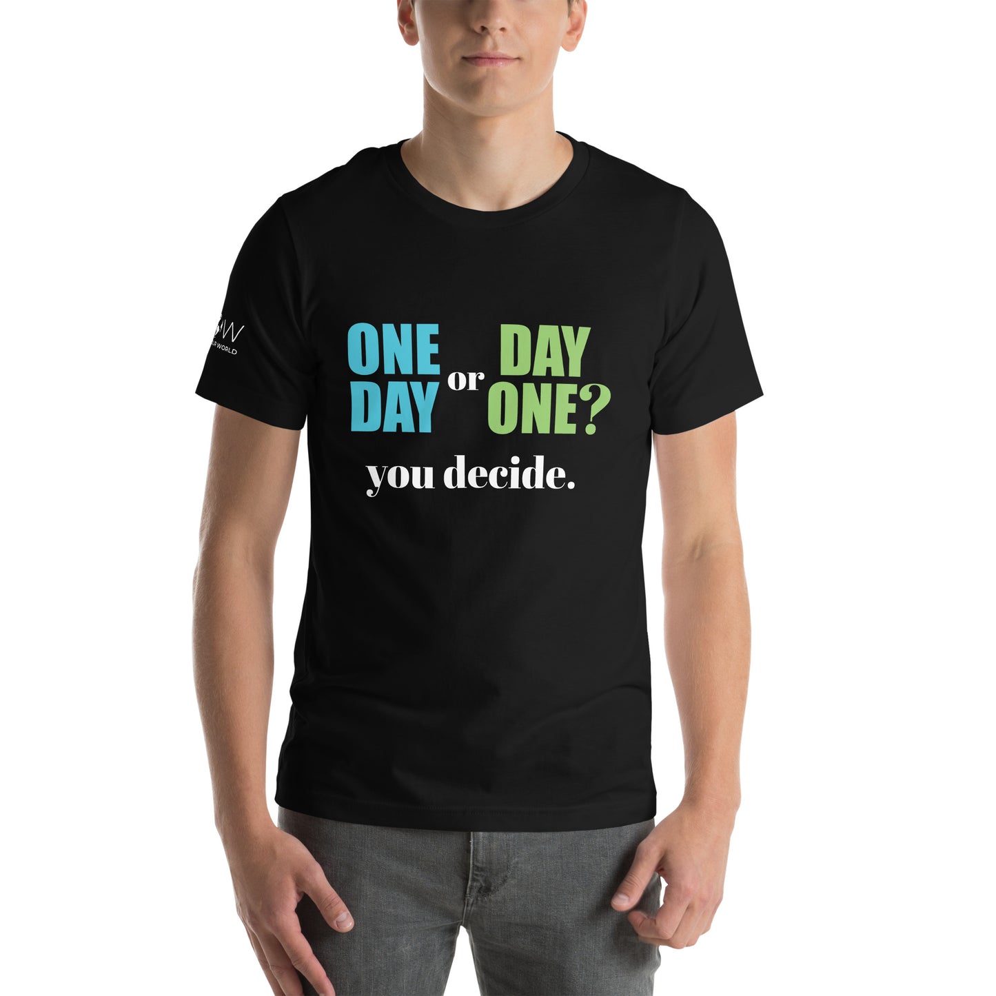One Day or Day One? Men's Motivational Black T-Shirt