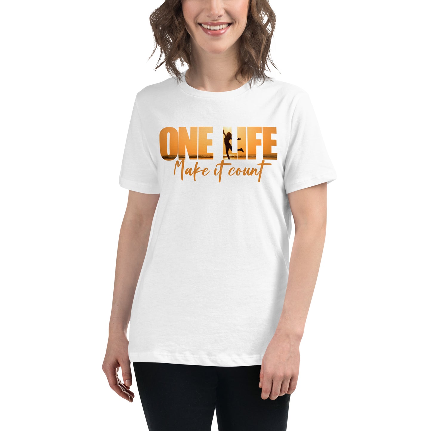 One Life White Motivational Women’s T-Shirt Lifestyle