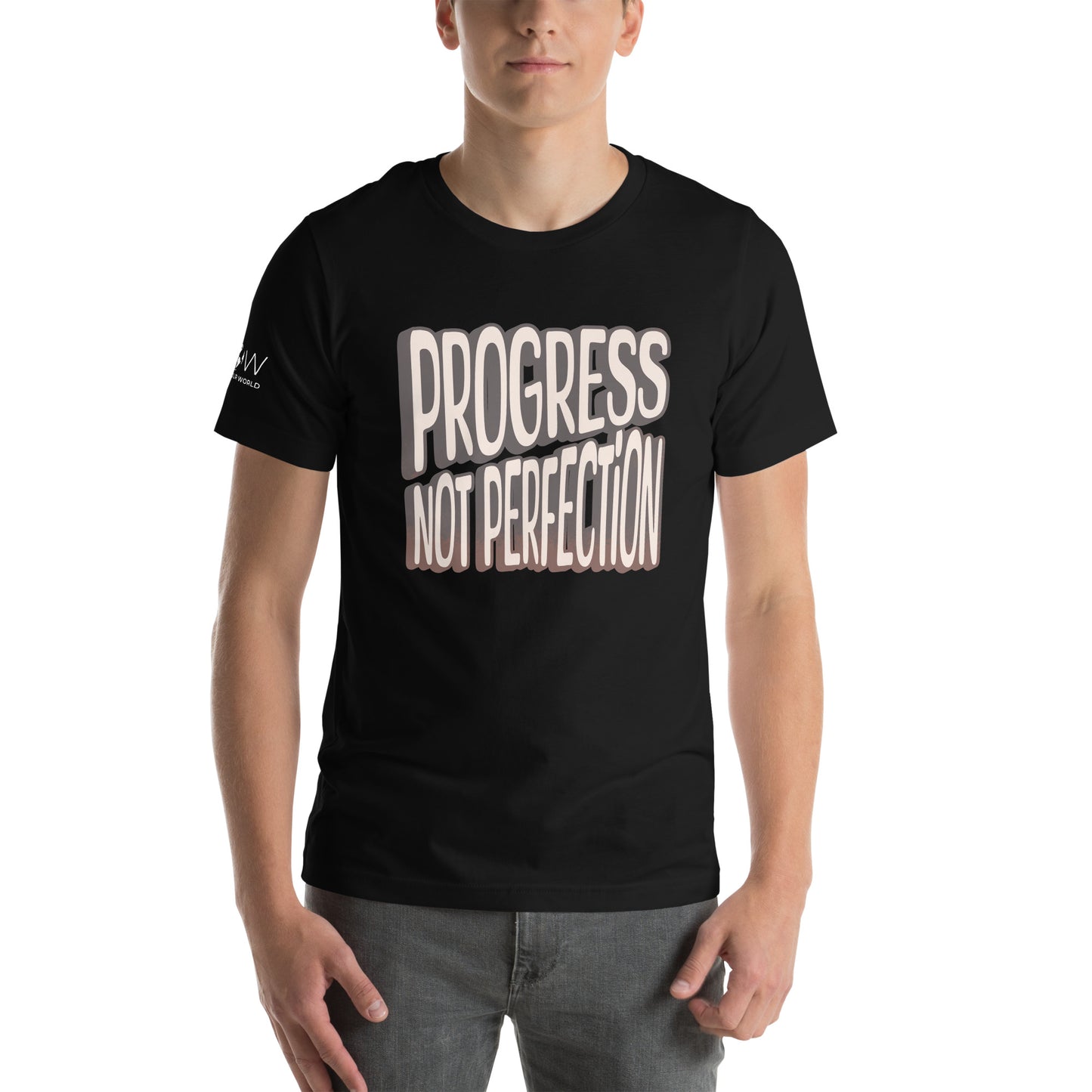 PROGRESS NOT PERFECTION Men's Motivational Black T-Shirt