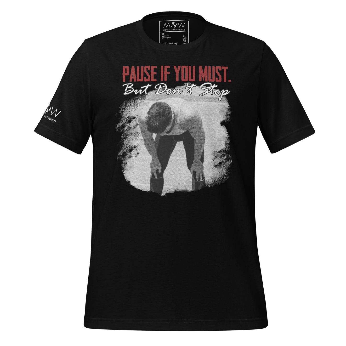 Pause if You Must Men's Motivational Black T-Shirt