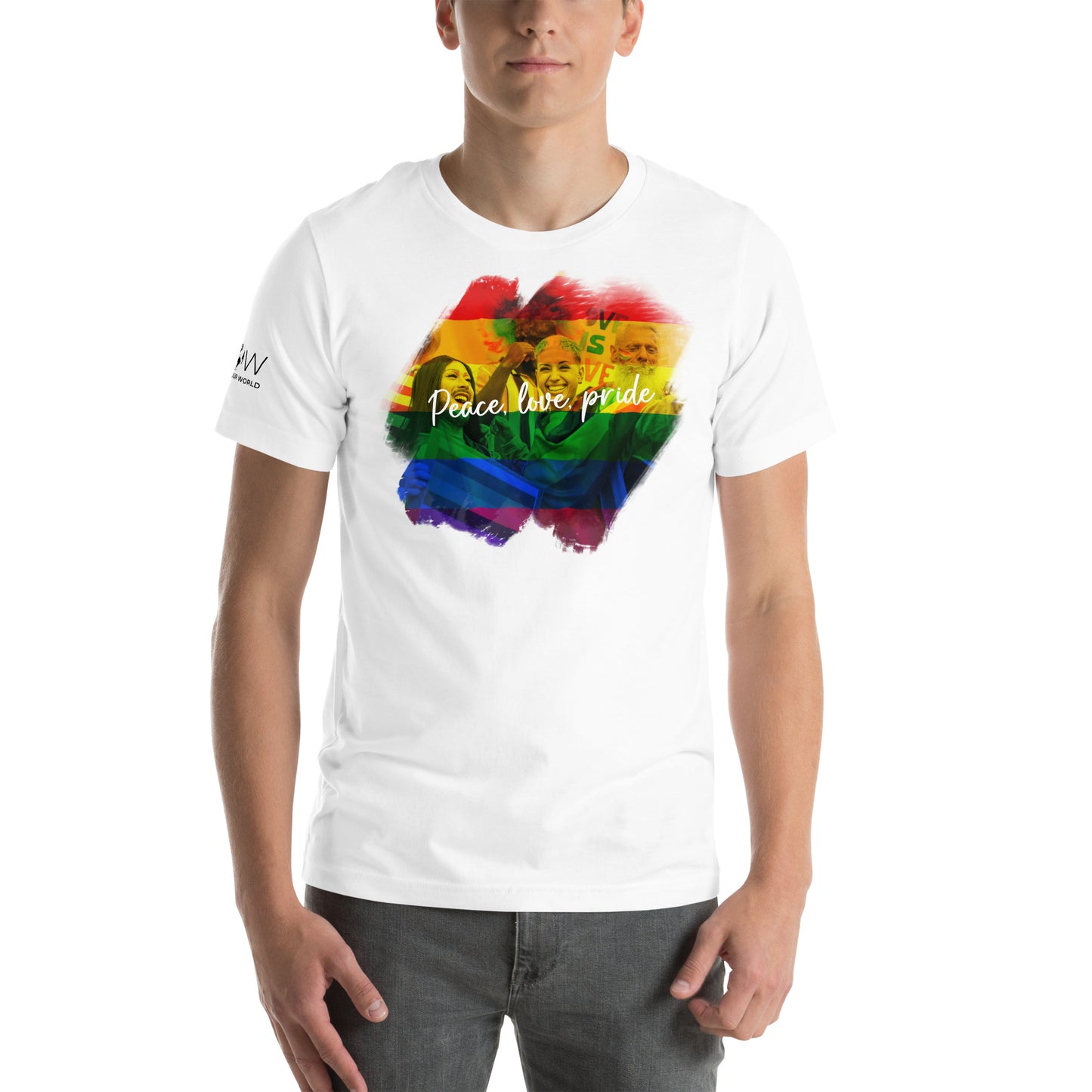 Peace, Love White Motivational Men's T-Shirt