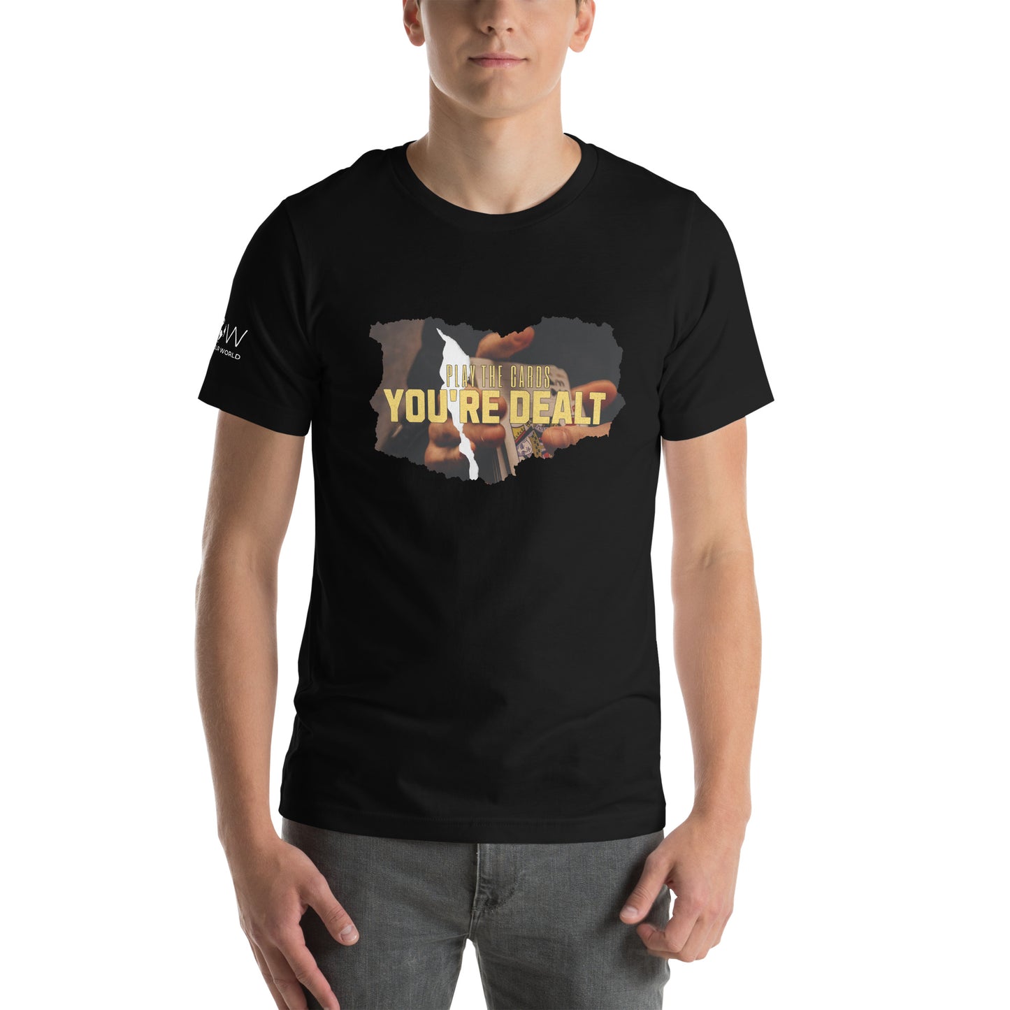 "Play the Cards You're Dealt" Men's Motivational Black T-Shirt