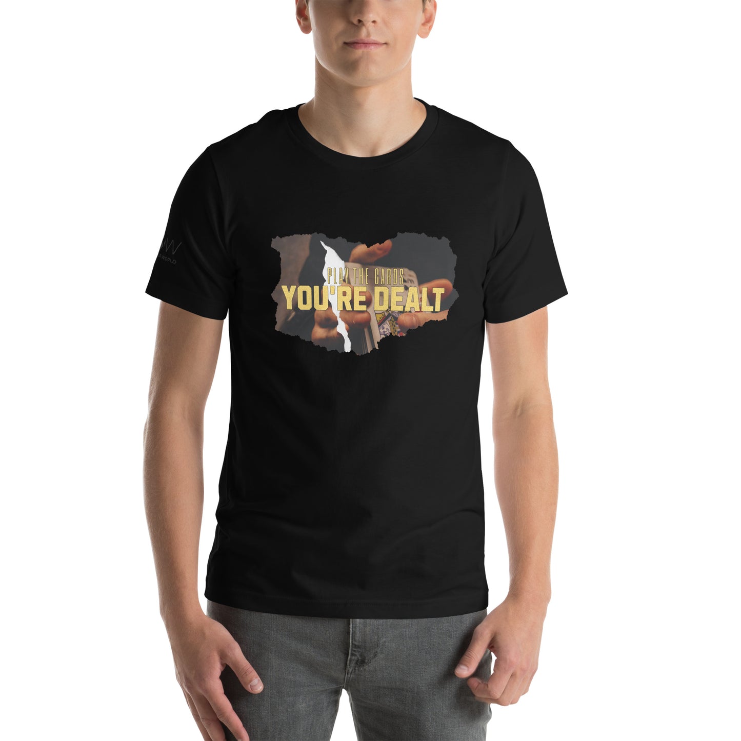 "Play the Cards You're Dealt" Men's Motivational Black T-Shirt