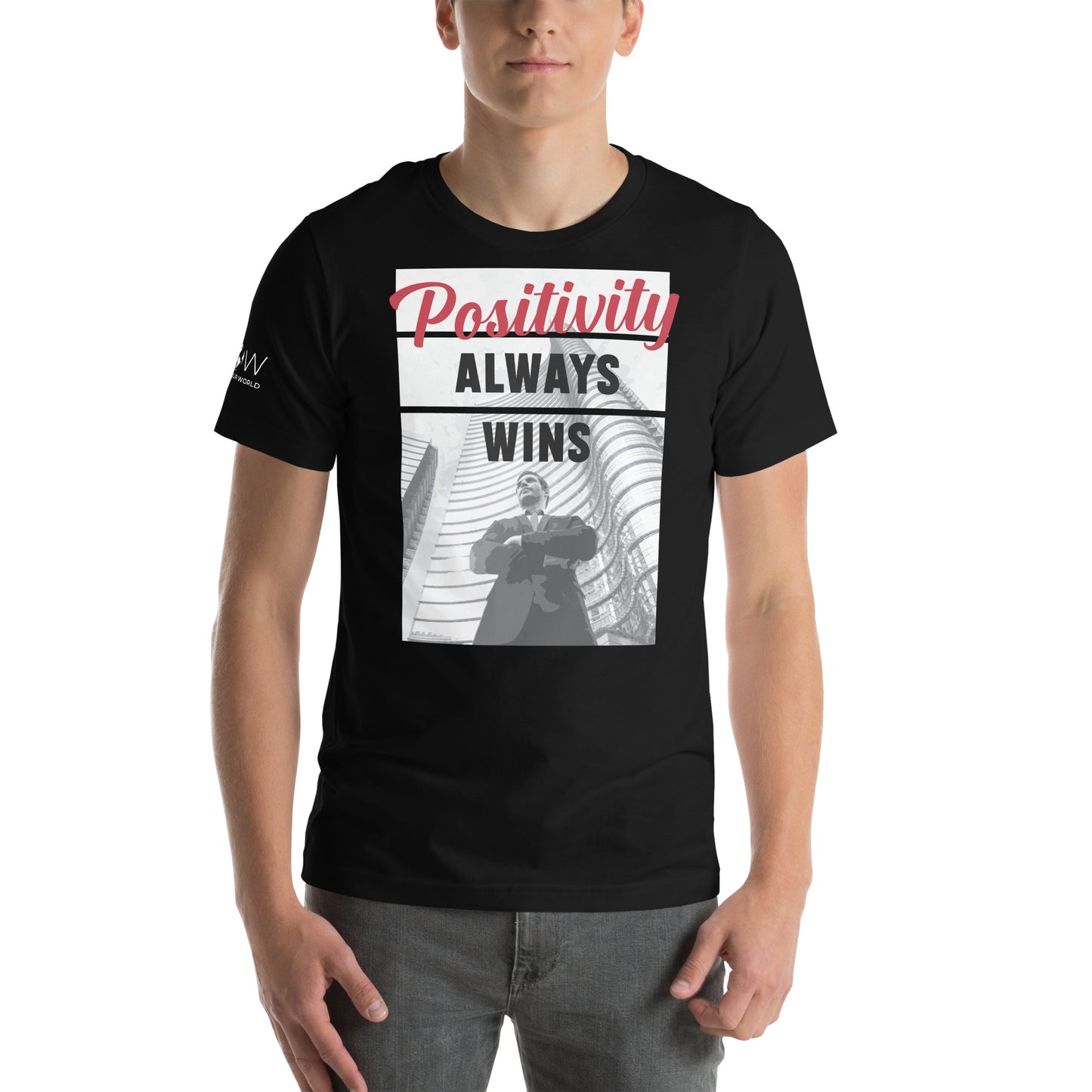Positivity Always Wins Men's Motivational Black T-Shirt