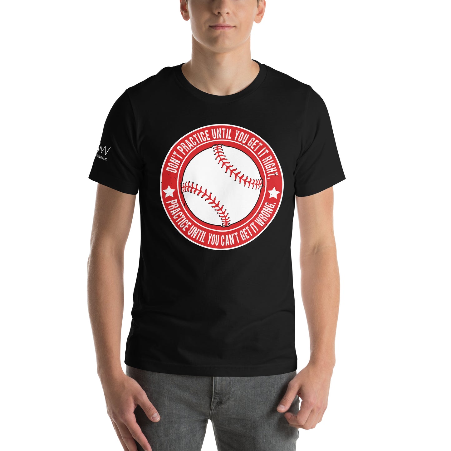 Practice Until You Can't Get It Wrong Baseball Circle Men's Motivational Black T-Shirt