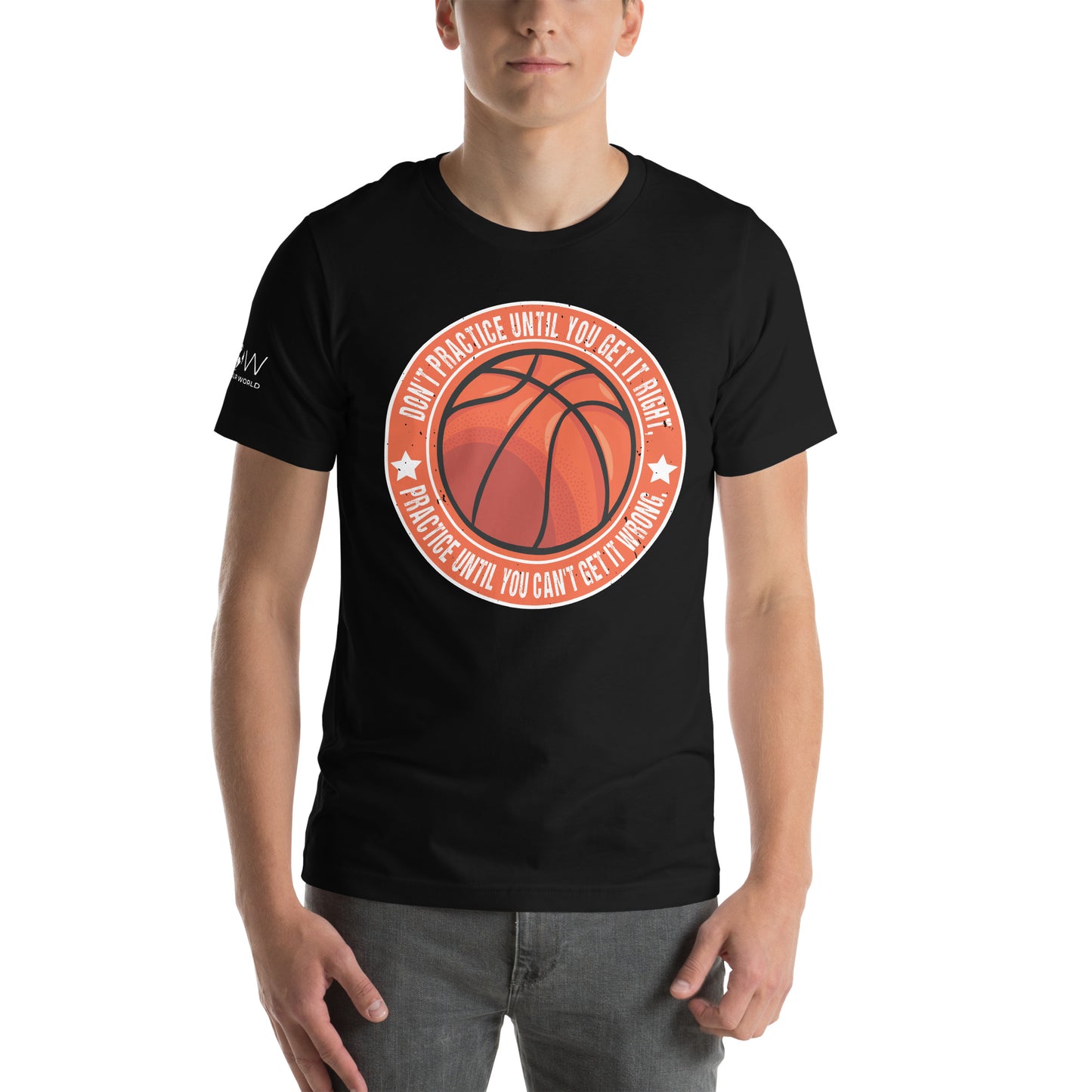 Practice Until You Can't Get It Wrong Basketball Circle Men's Motivational Black T-Shirt