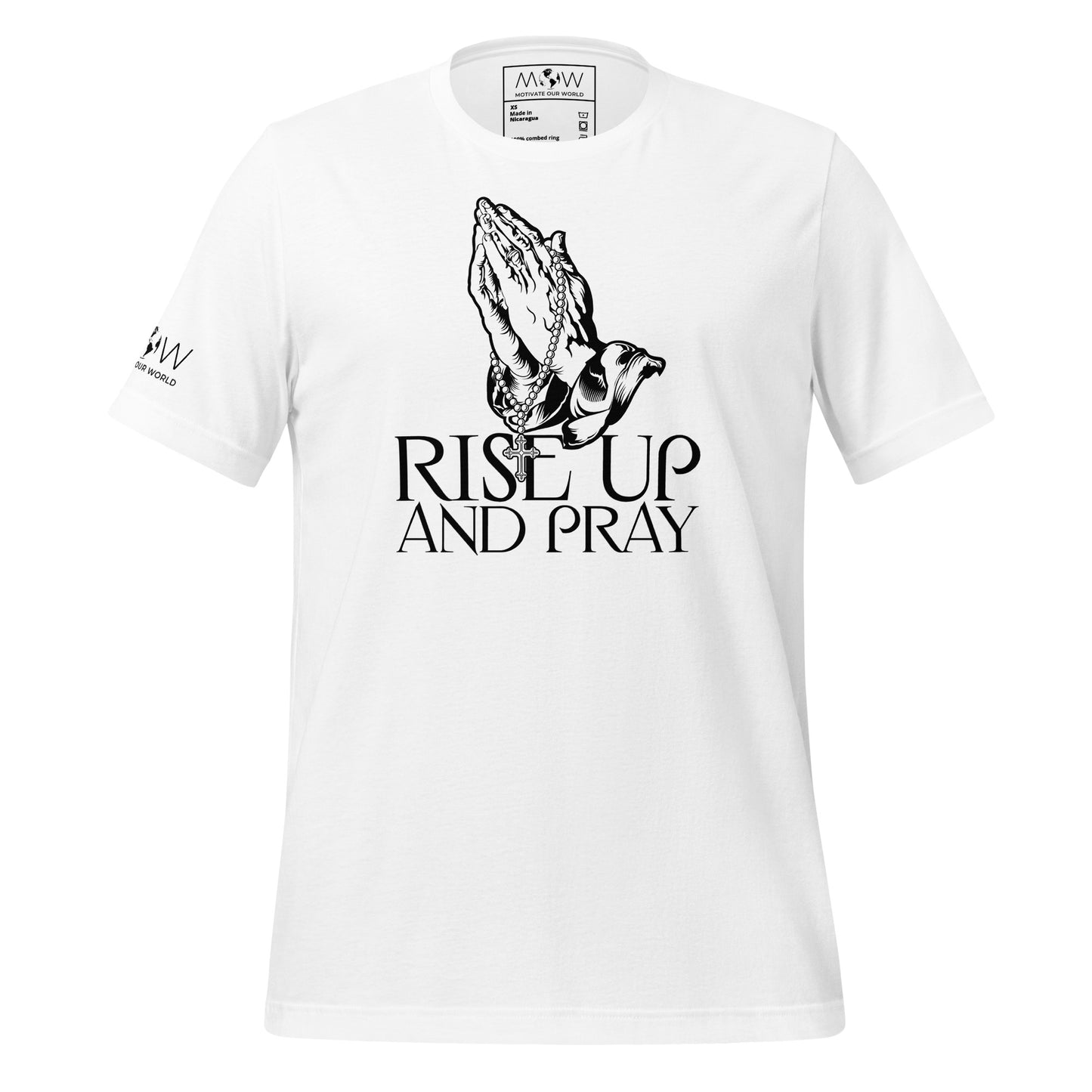 Praying Hands with Rosary Design Men's Motivational White T-Shirt