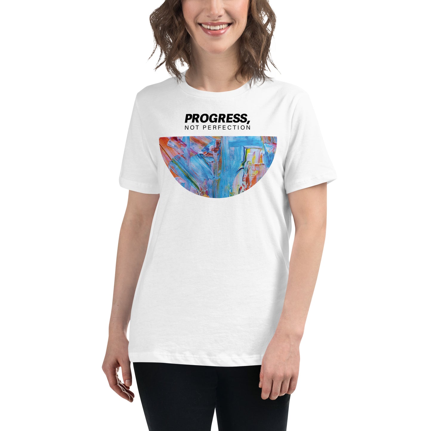 Progress, Not Perfection - Abstract Color White Motivational Women’s T-Shirt Lifestyle